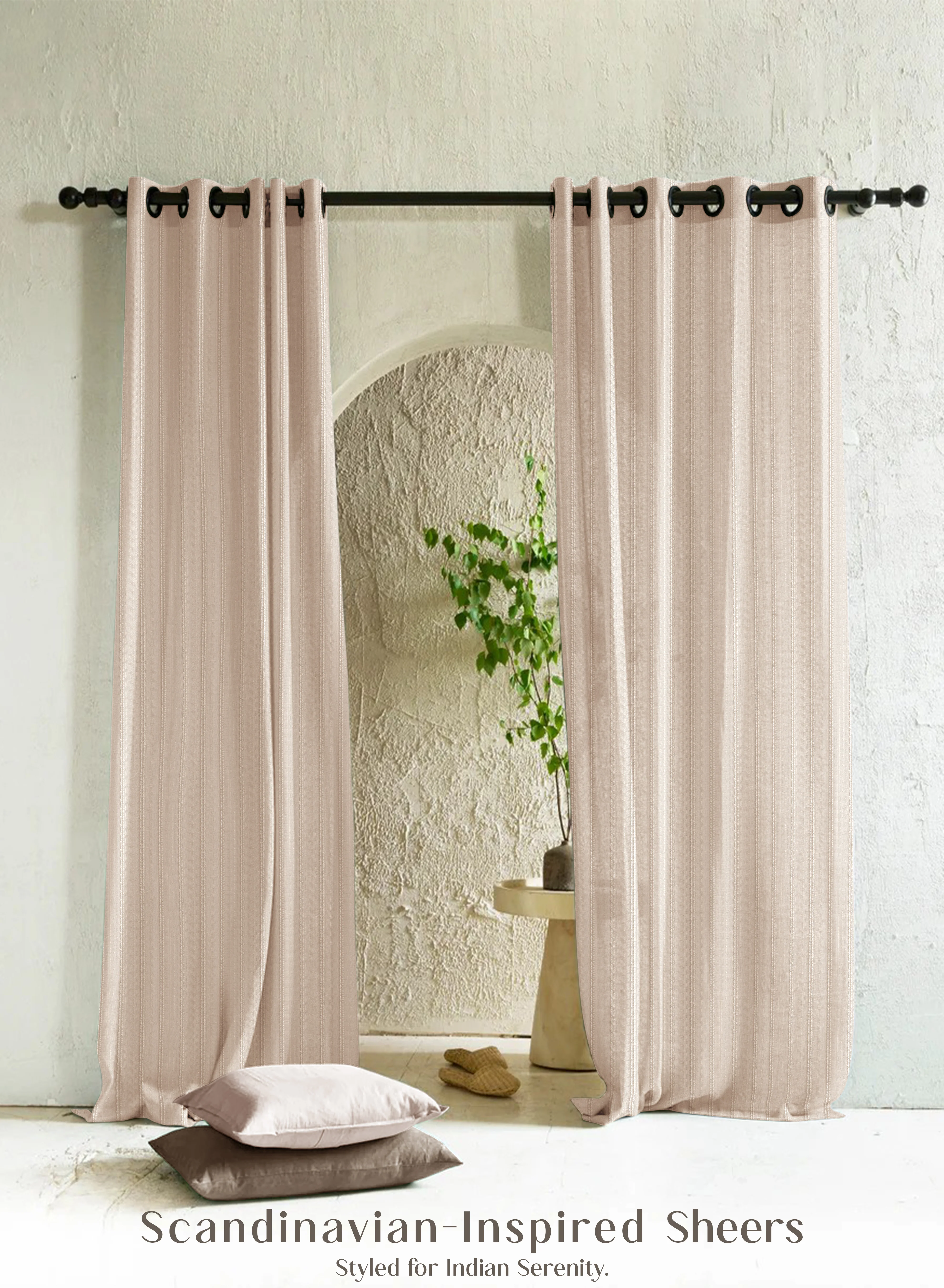 Premium Material Amore Striped Sheer Curtains Airy Elegance Soft Light Filter Beige Set of 2 Fully CustomizableThe Guide to Measuring and Choosing Curtains Environmentally Friendly