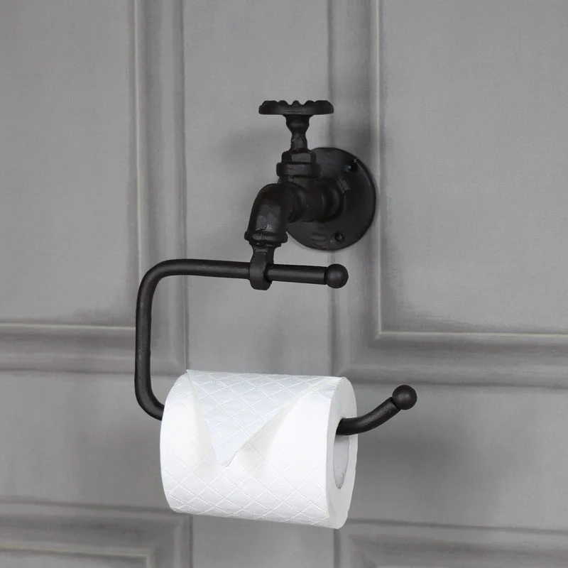 Premium Material Rustic Metal Tap Toilet Roll Holder 19cm x 21cm Clean