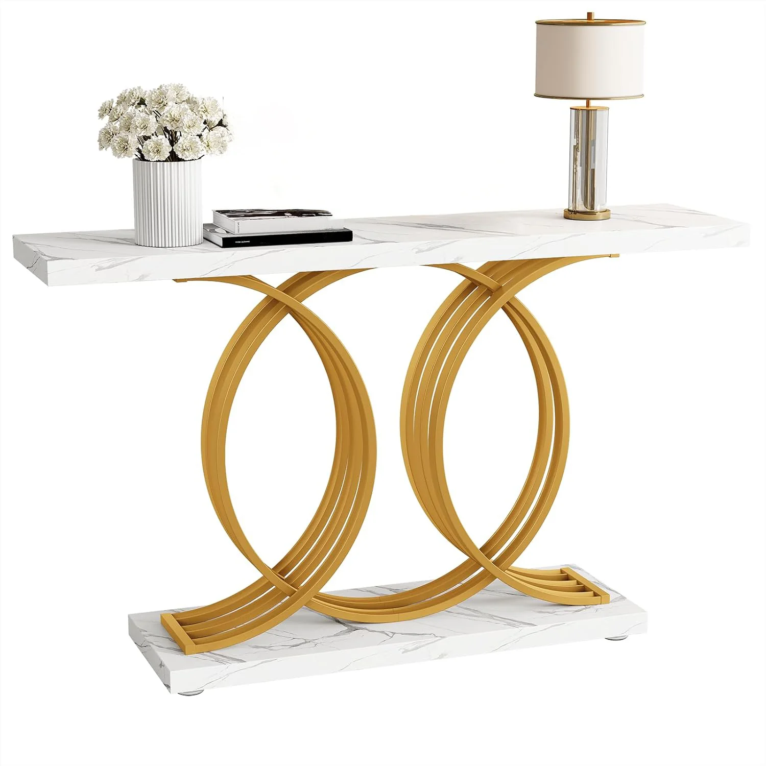 Proven 55 Inch Modern Entryway Table Rectangular Marble Pattern Entryway Table with Geometric Metal Legs55 Inch Modern Entryway Table Rectangular Marble Pattern Entryway Table with Geometric Metal Legs Verified