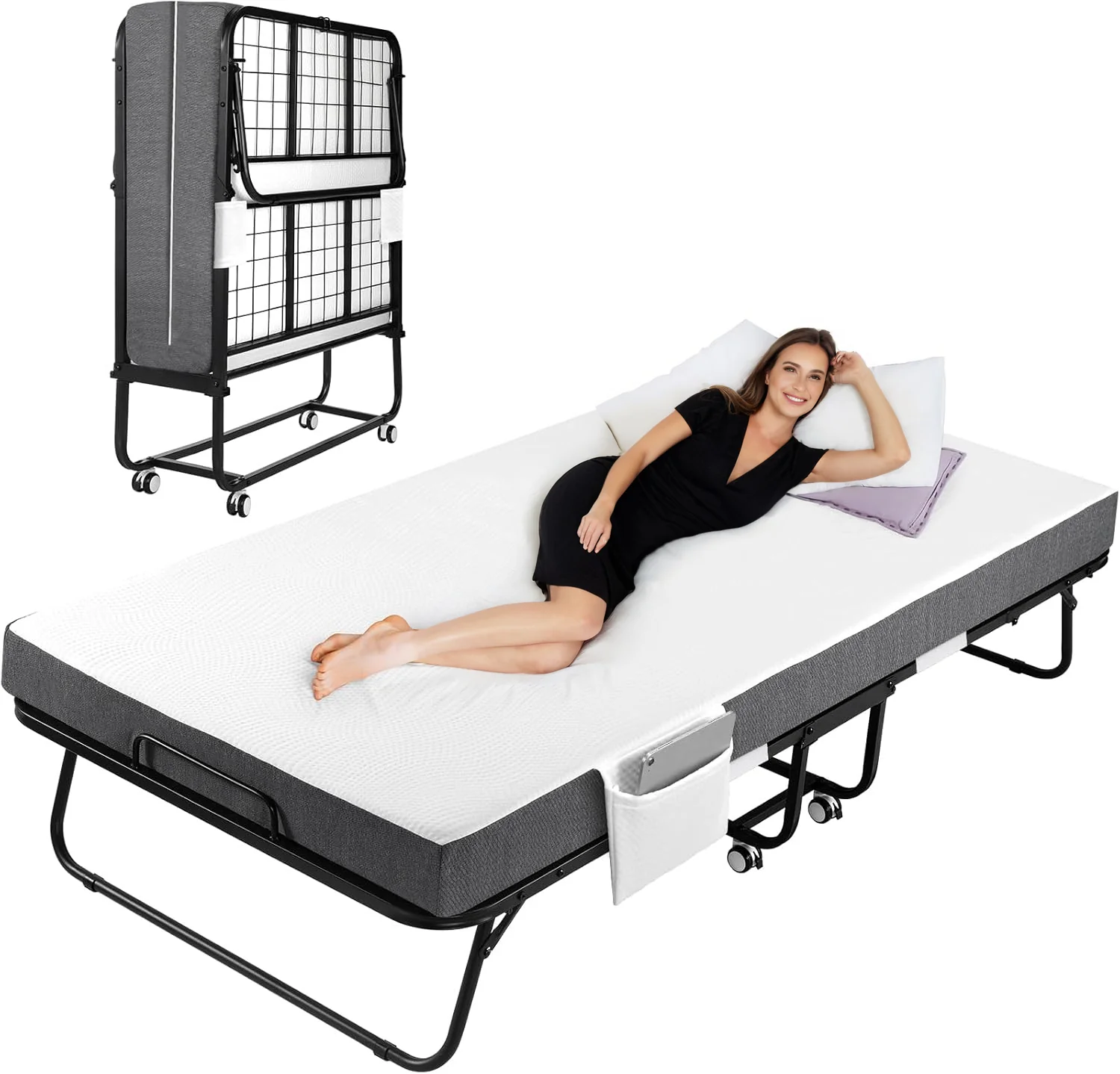High-Grade Portable Folding Bed with 4-inch Mattress wheels and storage bagPortable Folding Bed with 4-inch Mattress wheels and storage bag Optimized