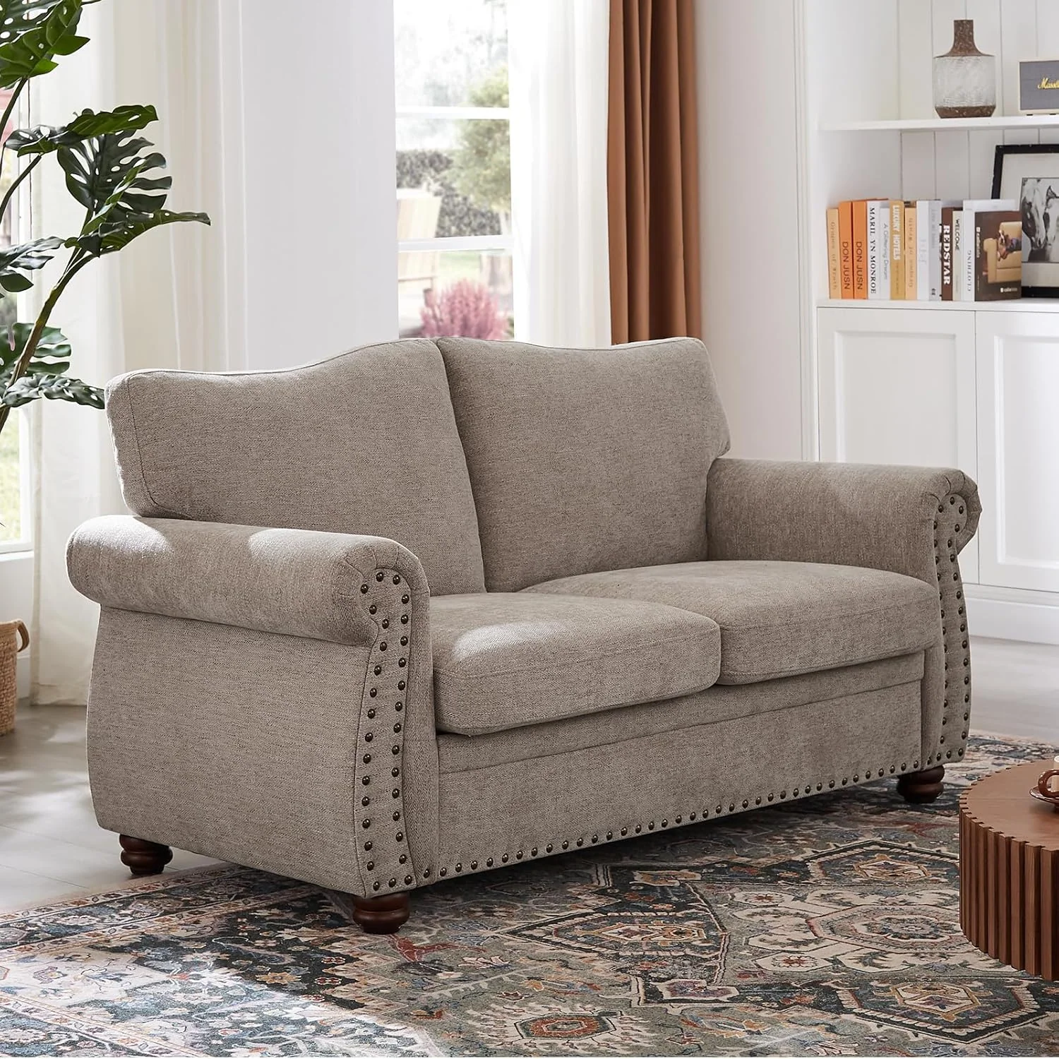 Excellent 66 Inch Loveseat Couch Chenille Fabric Nailhead Sofa with Springs Seat Cushion Rolled Arms66 Inch Loveseat Couch Chenille Fabric Nailhead Sofa with Springs Seat Cushion Rolled Arms Next-Generation