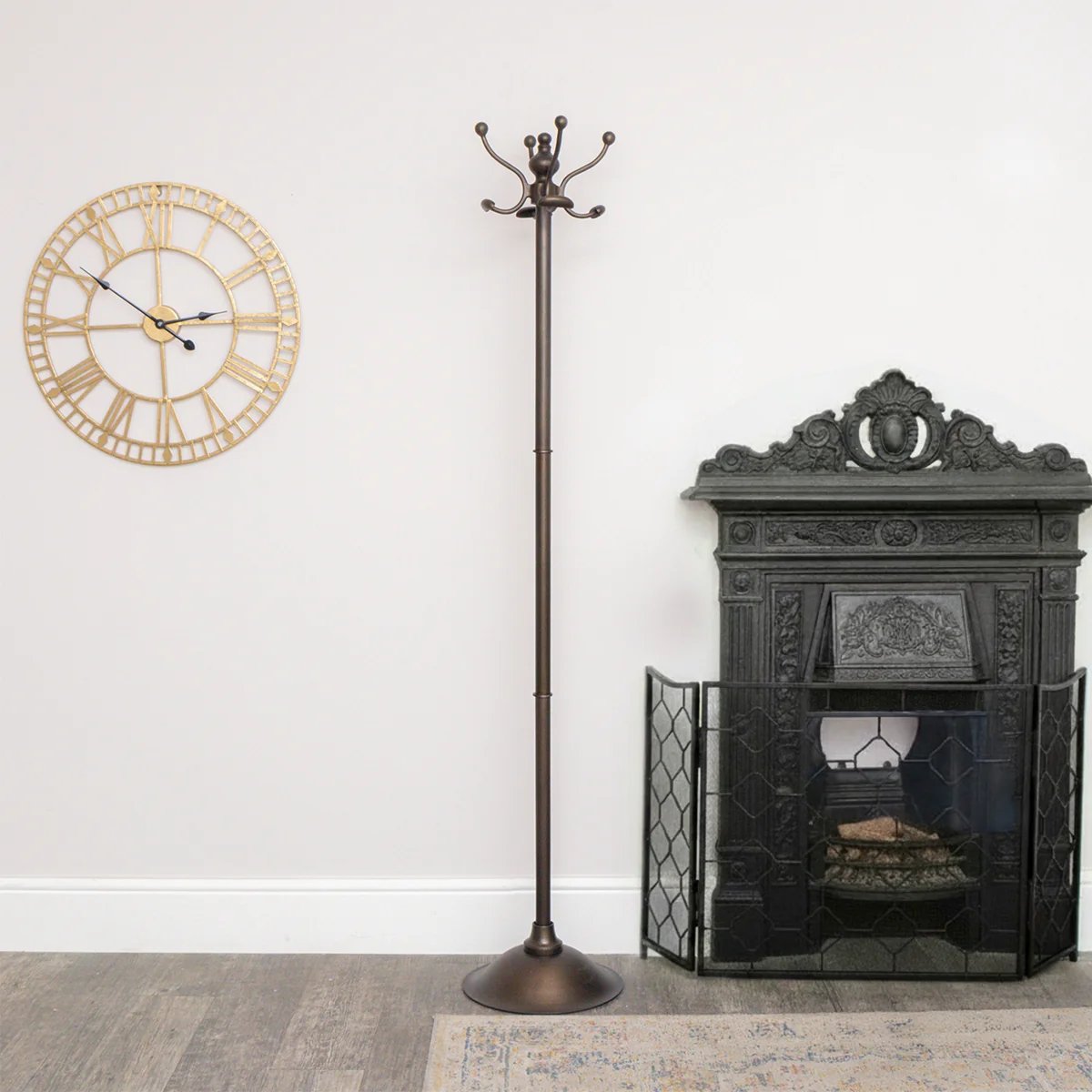 Genuine Tall Bronze Metal Coat Rack with 8 Storage Hooks Effective