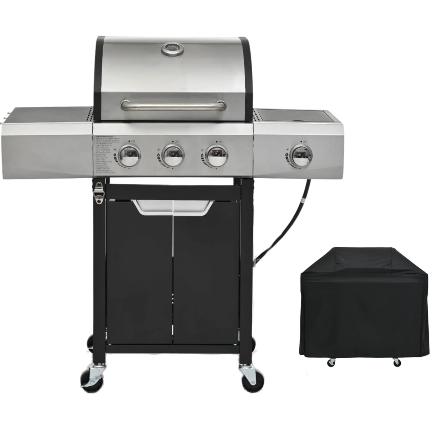 Trendy Propane Gas Grill with 40 500 BTU 3-Burner Stainless Steel BBQ Grill with Side Burner and Knob Controls Outdoor Barbecue GrillPropane Gas Grill with 40 500 BTU 3-Burner Stainless Steel BBQ Grill with Side Burner and Knob Controls Outdoor Barbecue Grill Durable