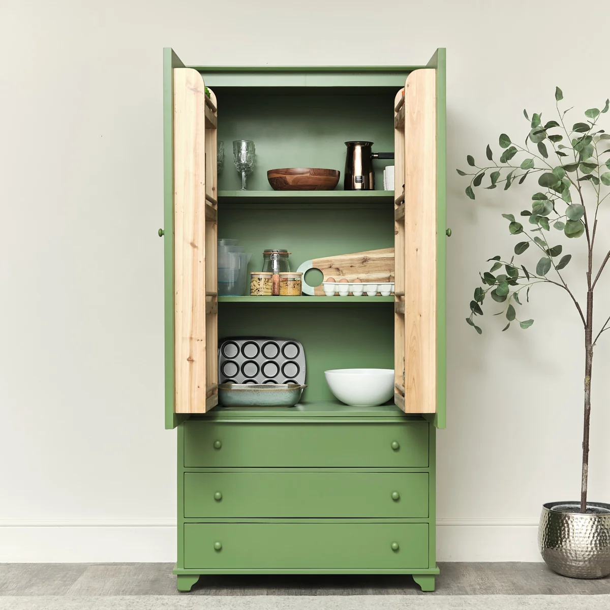 Exclusive Large Olive Green Pantry Storage Closet Clean