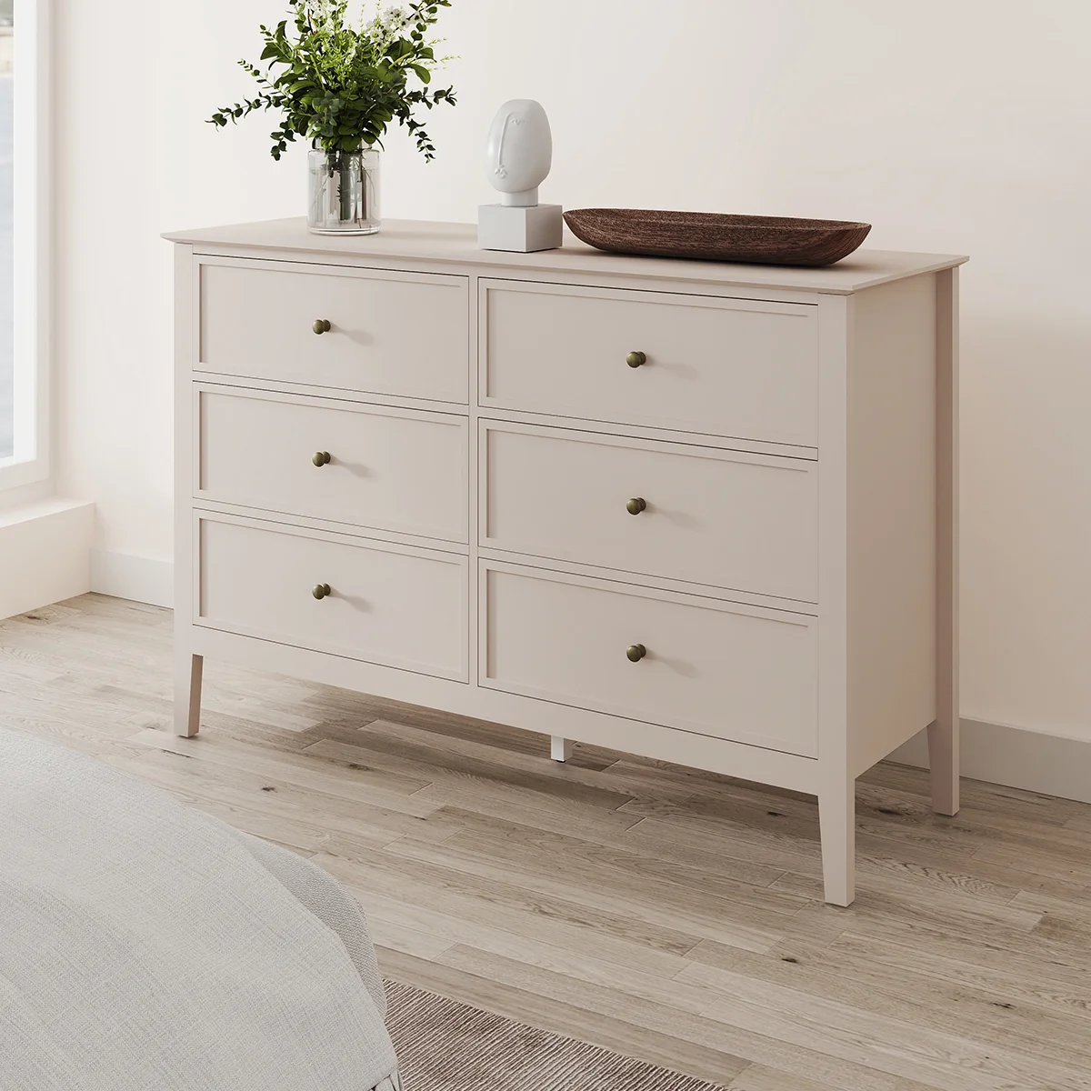 Long-Lasting Large 6 Drawer Chest of Drawers – Rowley Taupe Grey Range Elegant