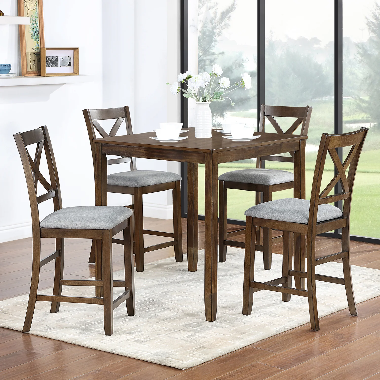 Reusable 5 Piece Dining Table Set Dining Table Set for 4 Wooden Kitchen Table with 4 Upholstered Chairs5 Piece Dining Table Set Dining Table Set for 4 Wooden Kitchen Table with 4 Upholstered Chairs Genuine