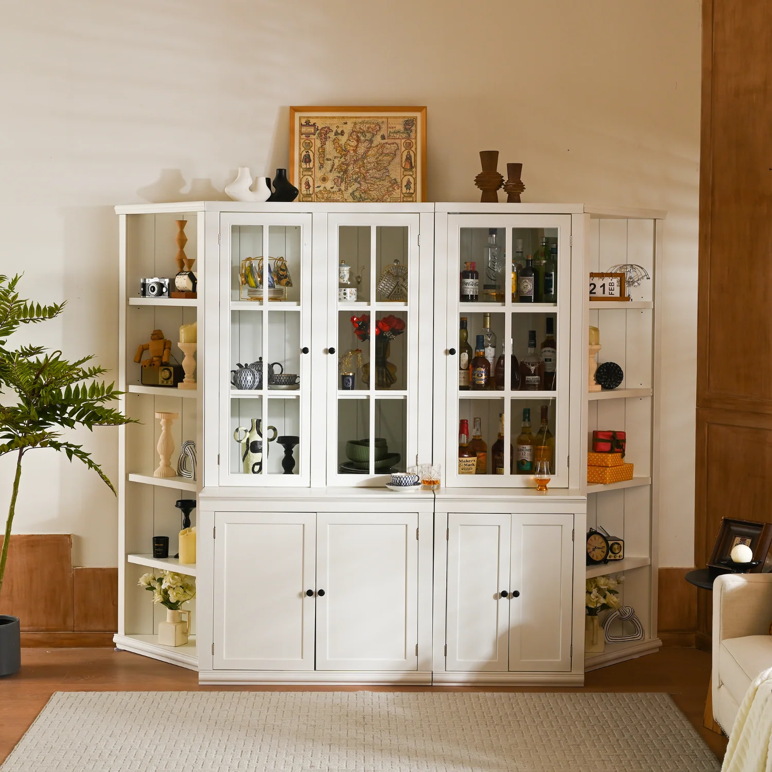 World-Class Display Cabinet Book Shelf Bookcase 75” Storage Cabinet with Glass Doors and Corner ShelvesDisplay Cabinet Book Shelf Bookcase 75” Storage Cabinet with Glass Doors and Corner Shelves Quality