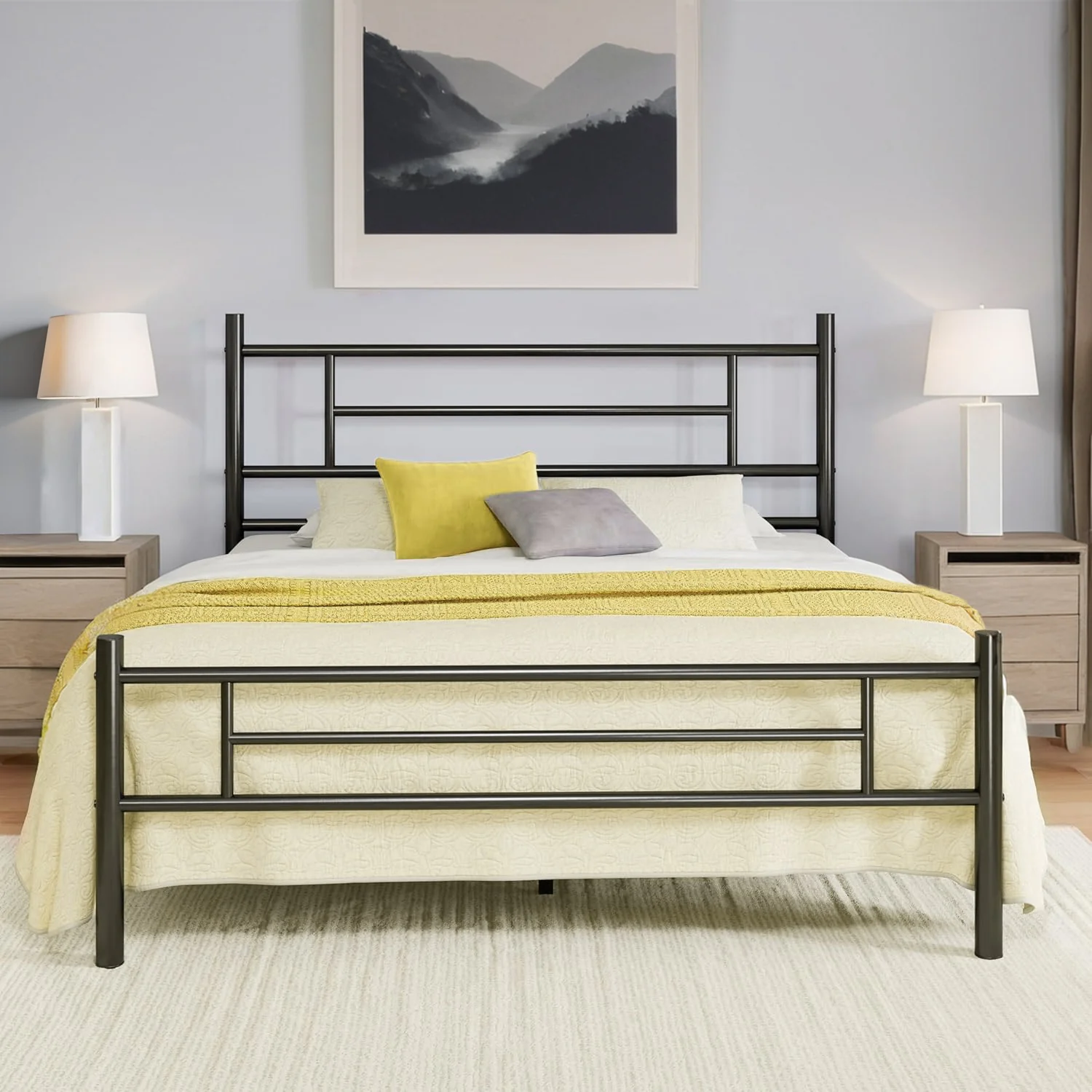 Prestigious Metal Platform Bed Frame with Headboard and Footboard Underbed Storage Strong Metal Slats Support No Box Spring NeededMetal Platform Bed Frame with Headboard and Footboard Underbed Storage Strong Metal Slats Support No Box Spring Needed First-Class