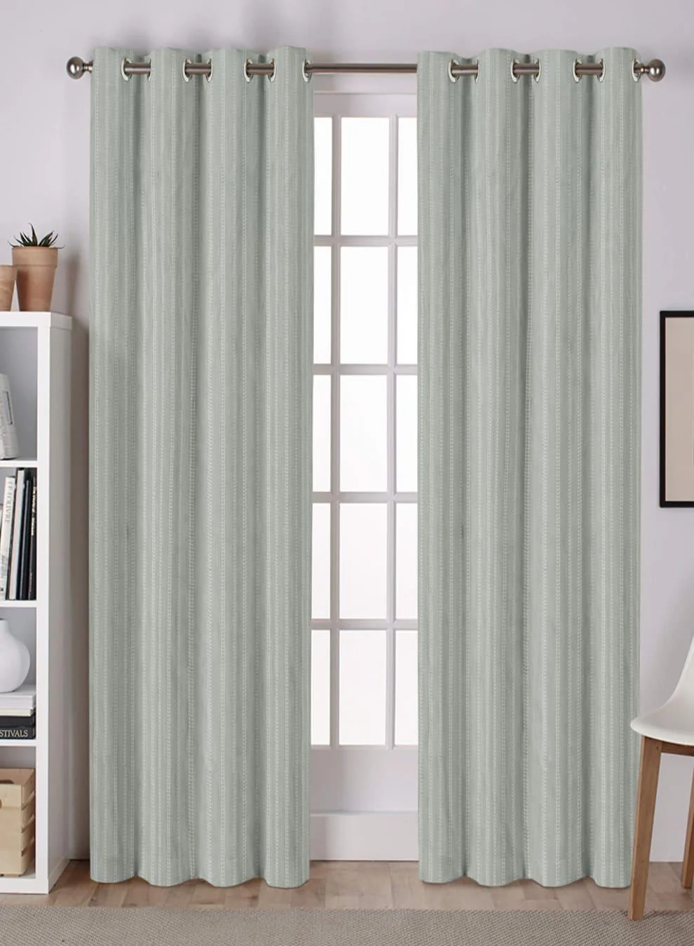 Premium Lyon Cotton Blackout Curtains Subtle Striped Weave Total Light Block Sage Green Set of 2 Fully CustomizableThe Guide to Measuring and Choosing Curtains Crafted