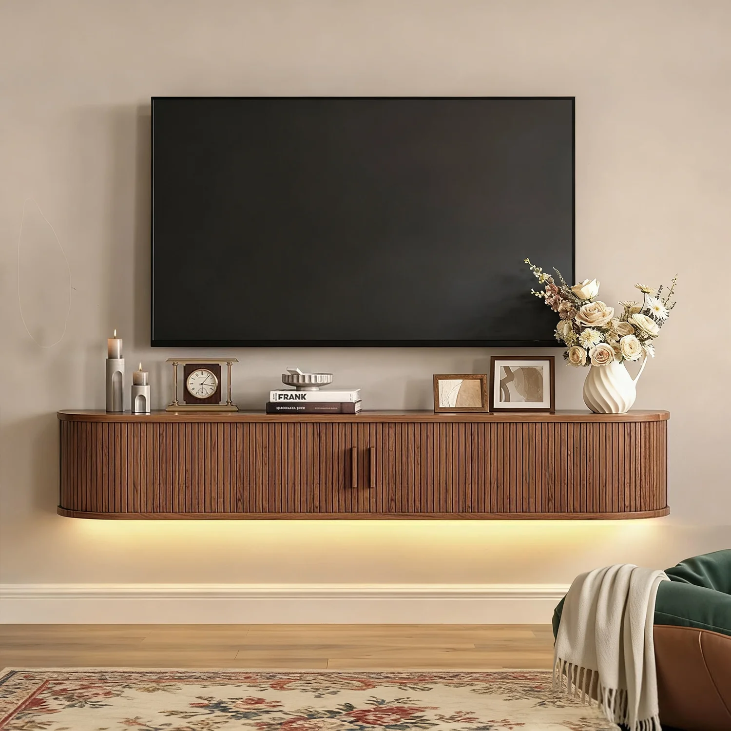 Trendy Floating TV Stand with Storage 63 Wall Mounted Entertainment Center with LED Lights and Power OutletFloating TV Stand with Storage 63 Wall Mounted Entertainment Center with LED Lights and Power Outlet Smart
