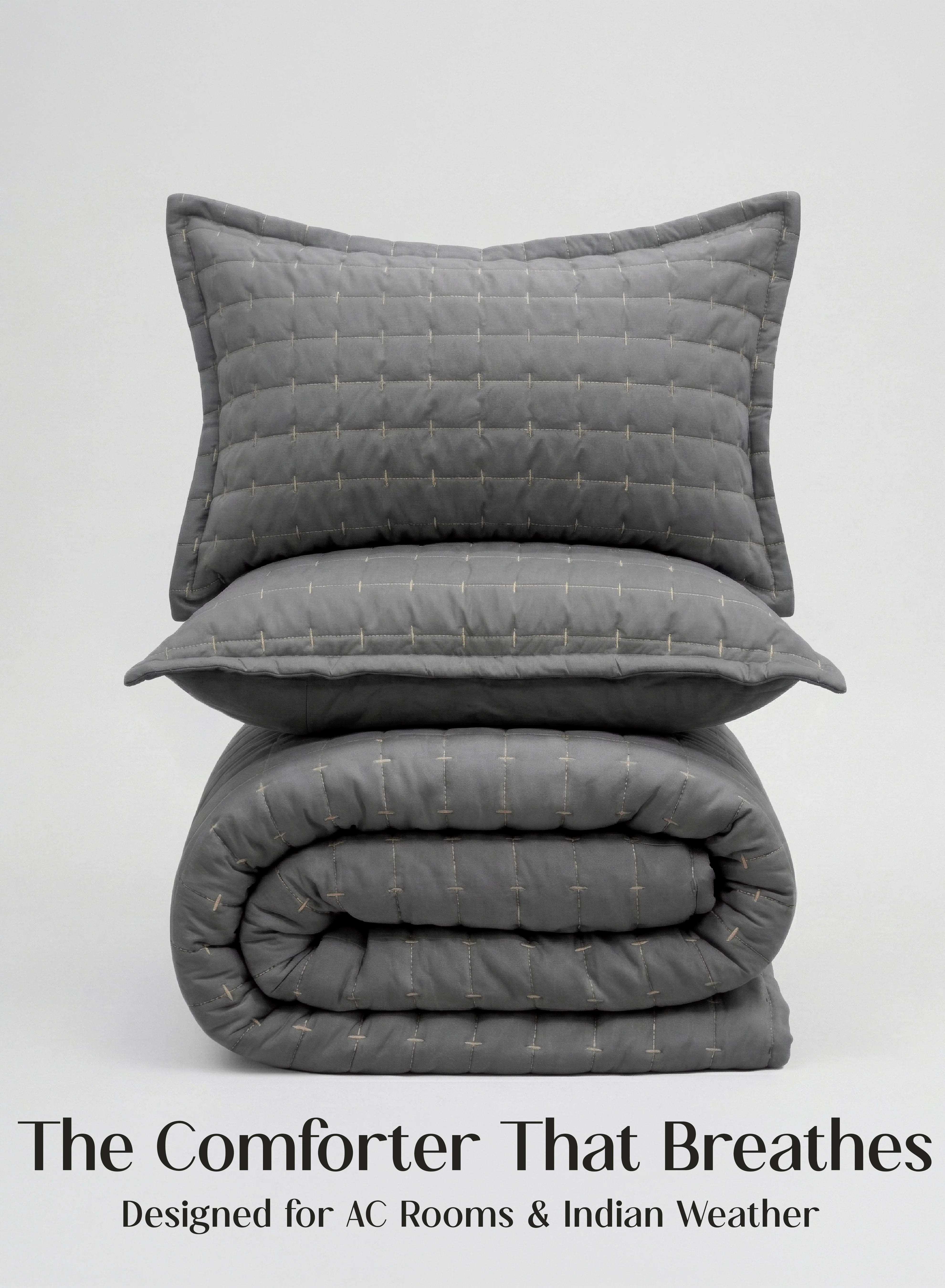 Fine CloudTouch™ 5-Piece AC Comforter Set 33 Oversized Includes 2 Pillow 2 Cushion Covers Pebble Gray Functional