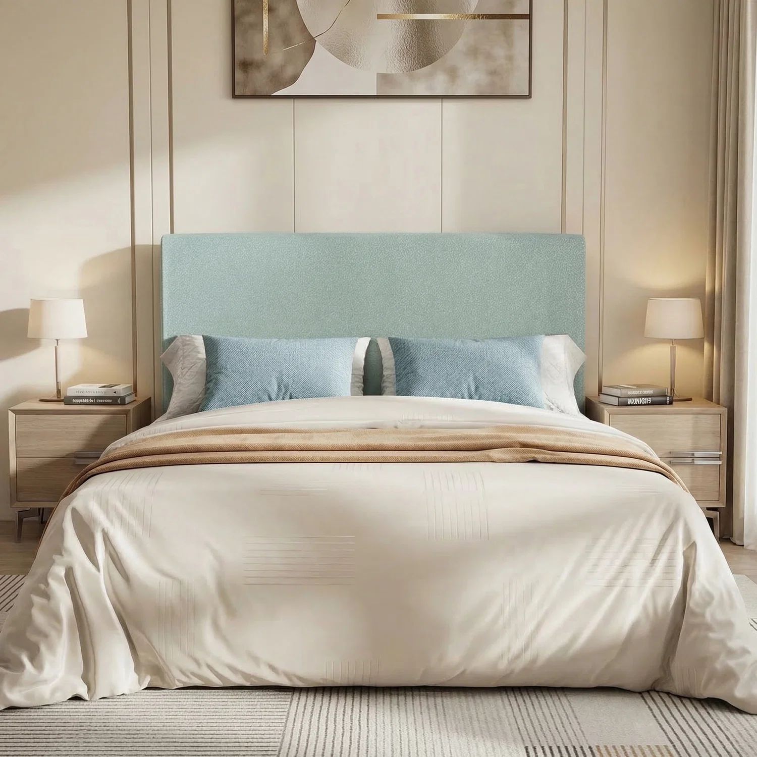 Casual Boucle Upholstered Platform Bed Frame with Adjustable Headboard No Box Spring NeededBoucle Upholstered Platform Bed Frame with Adjustable Headboard No Box Spring Needed Unique