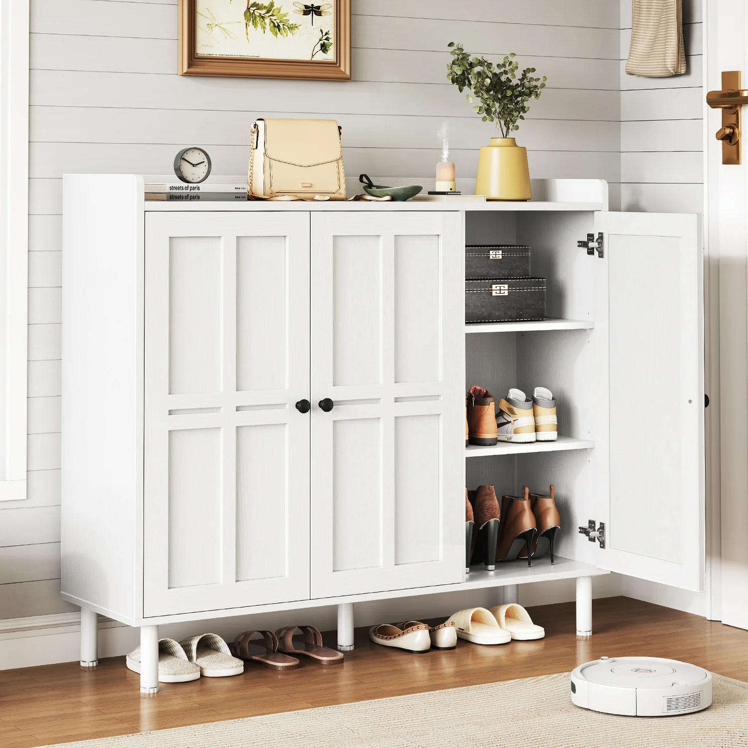 Authentic Shoe Cabinet Shoe Rack with 3 Doors Adjustable Shelves standing Entryway Shoe Organizer CabinetShoe Cabinet Shoe Rack with 3 Doors Adjustable Shelves standing Entryway Shoe Organizer Cabinet Outstanding