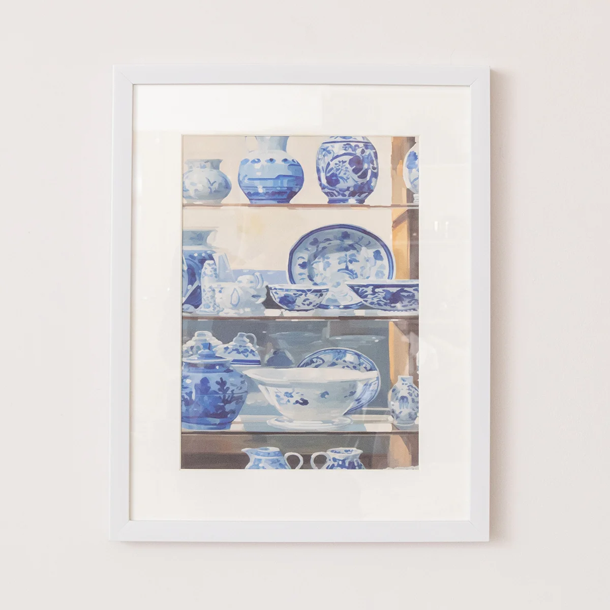 Efficient Blue White Porcelain Pottery Detailed Wall Framed Print – 40cm x 50cm Convenient