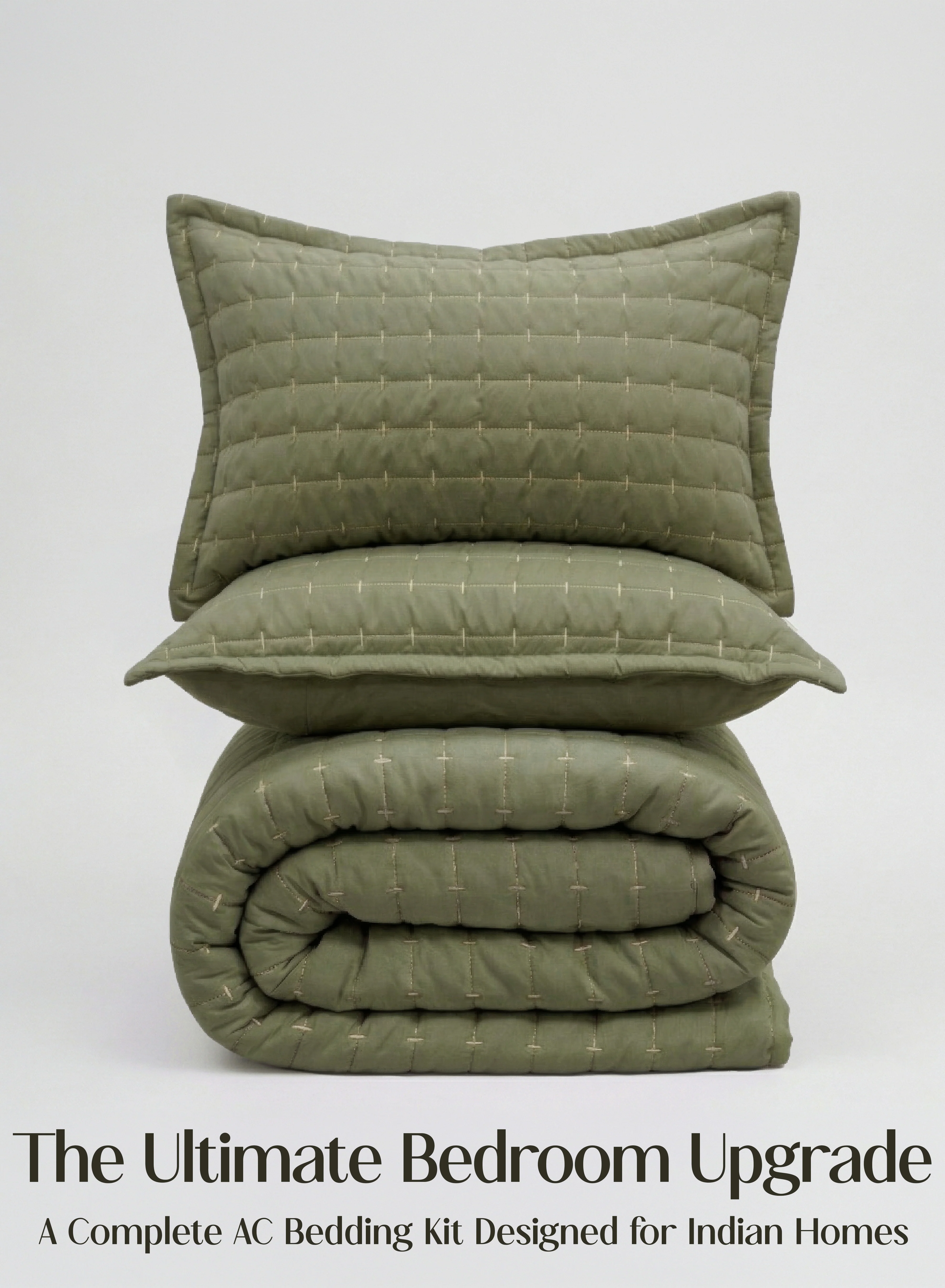Green CloudTouch™ 8-Piece AC Bedding Set Complete Bedroom Upgrade in One Set Olive Grove Reusable