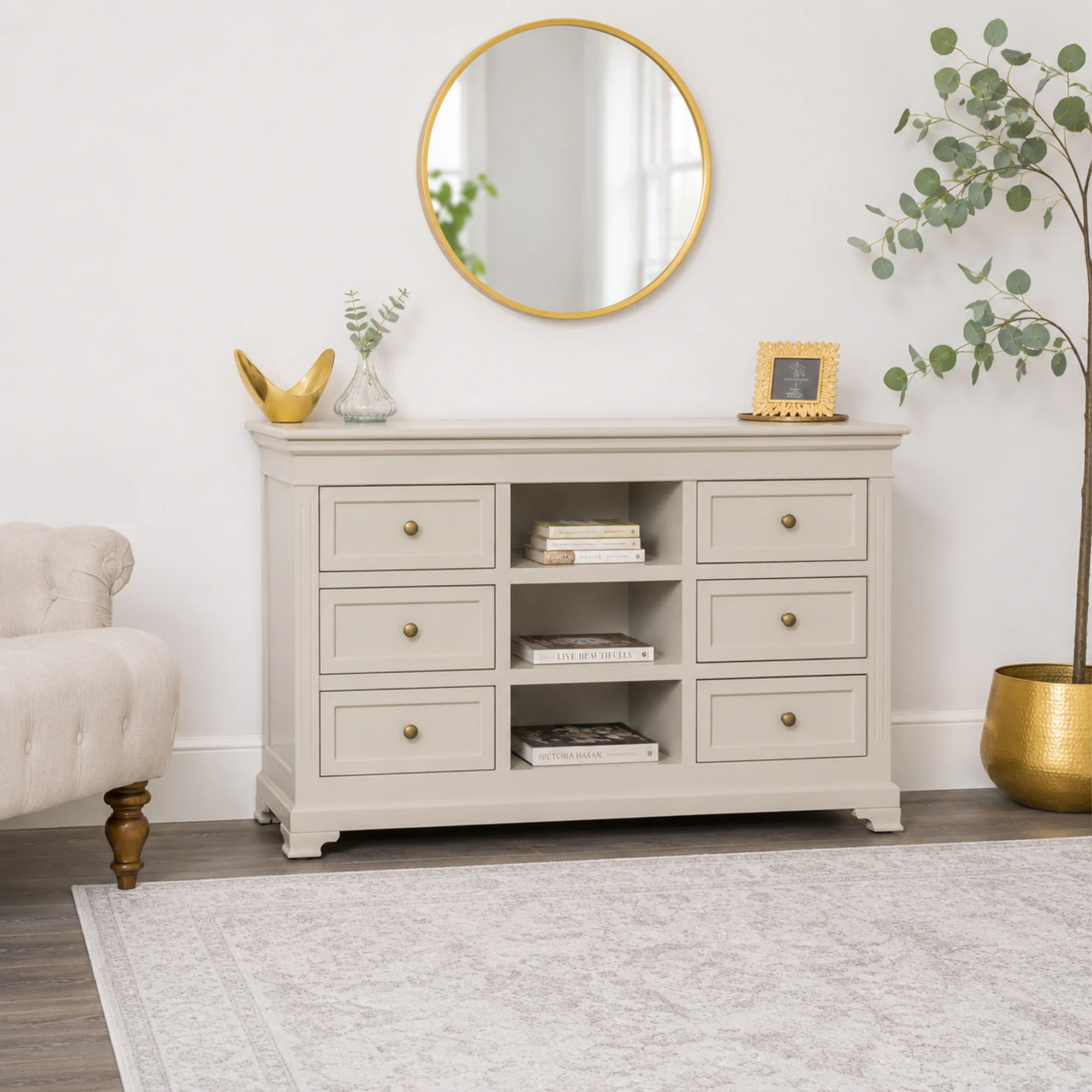 Premium Material Large Taupe-Grey Wooden Sideboard Cabinet – Daventry Taupe-Grey Range Casual