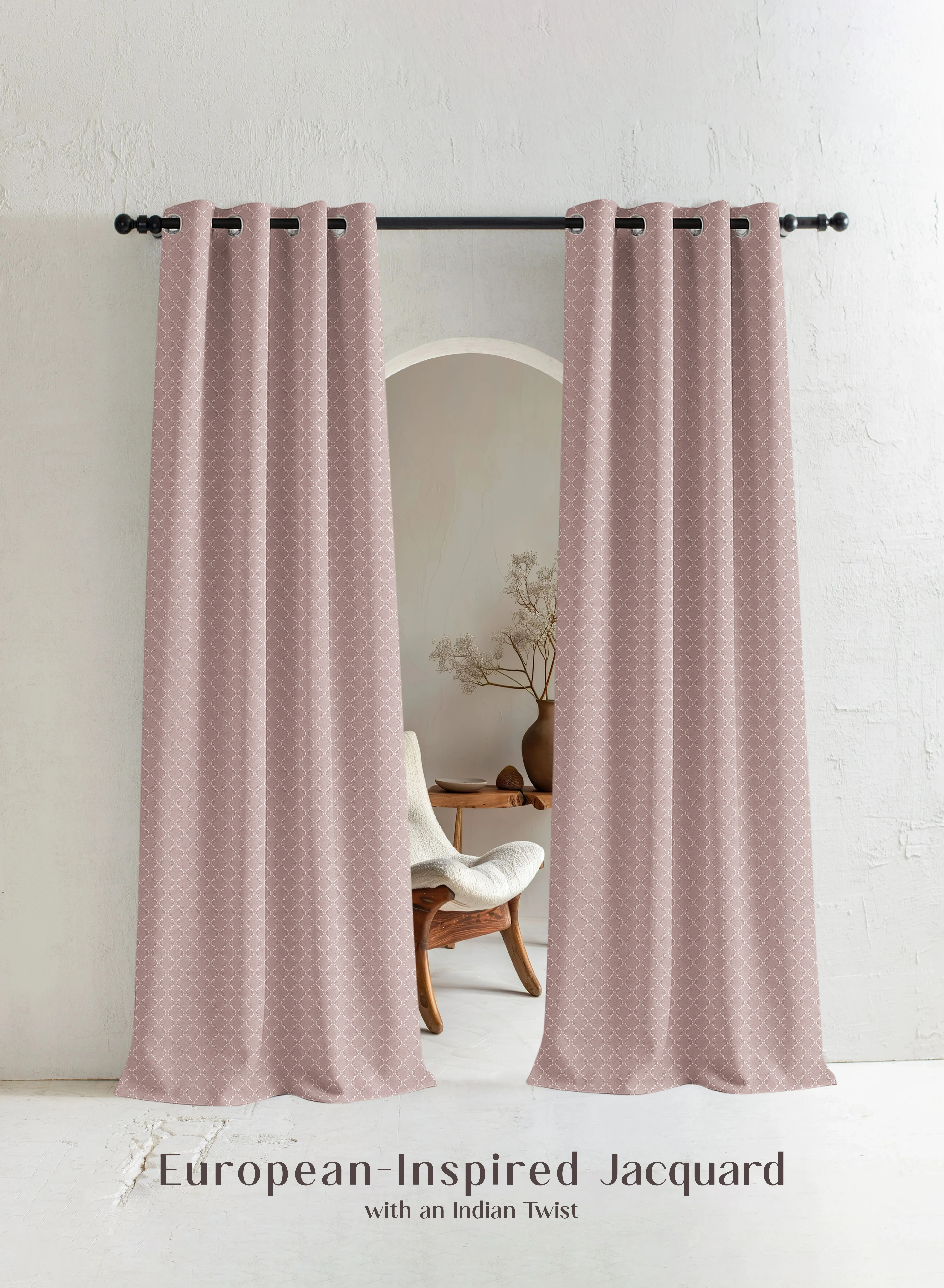 Minimalist Teramo Jacquard Room Darkening Curtains Crest Jacquard Weave Dusky Peach Set of 2 Fully CustomizableThe Guide to Measuring and Choosing Curtains High-End