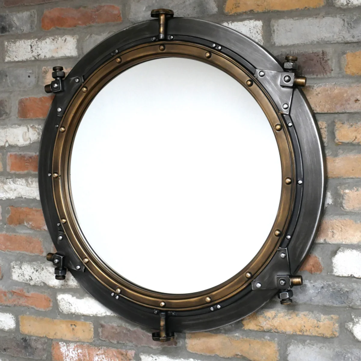 Trusted Round Gold Black Nautical Porthole Mirror – 85cm x 85cm Soft