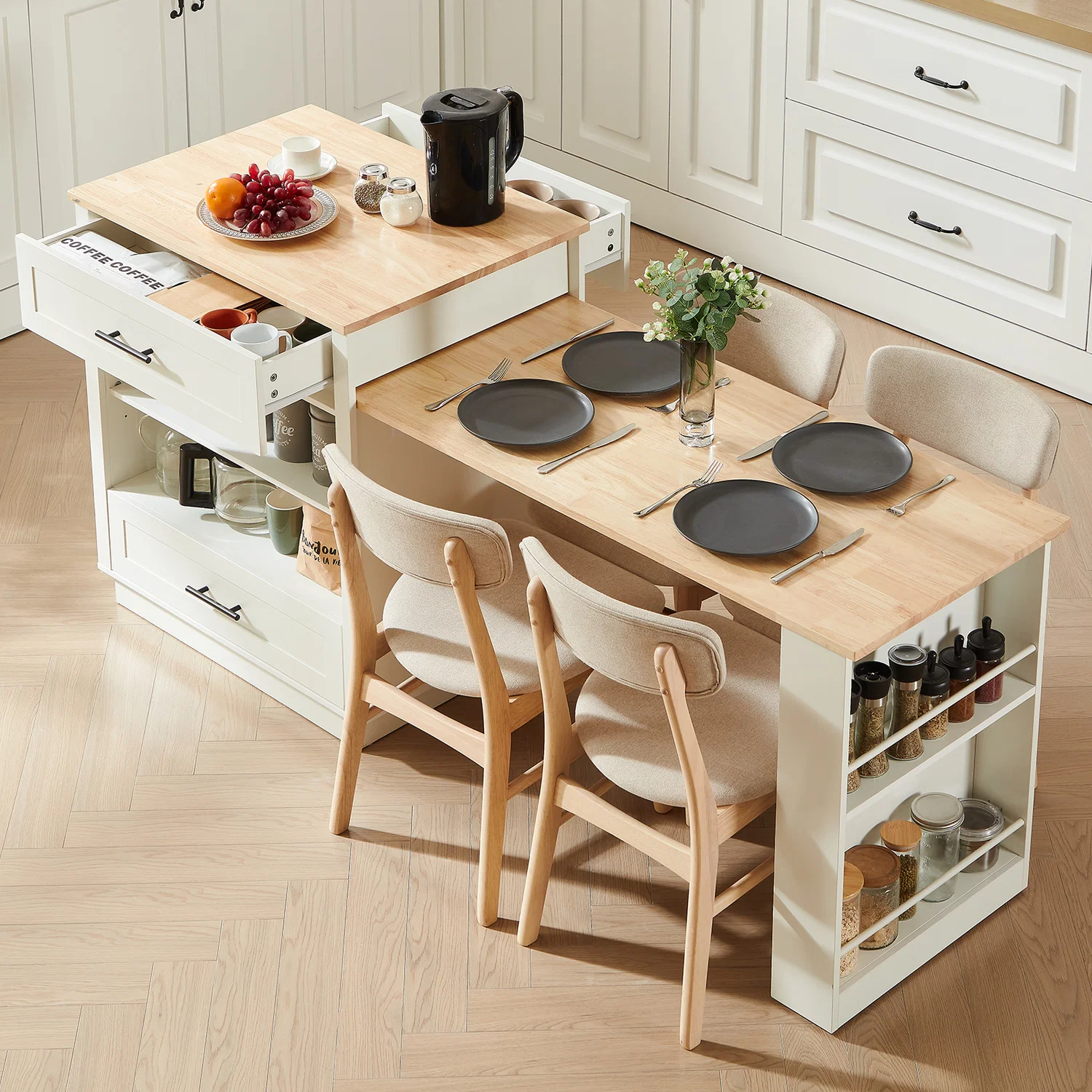 Convenient Kitchen Island with Extendable Table Kitchen Island Table with Storage Cabinet Power Outlet Drawers ShelvesKitchen Island with Extendable Table Kitchen Island Table with Storage Cabinet Power Outlet Drawers Shelves Proven