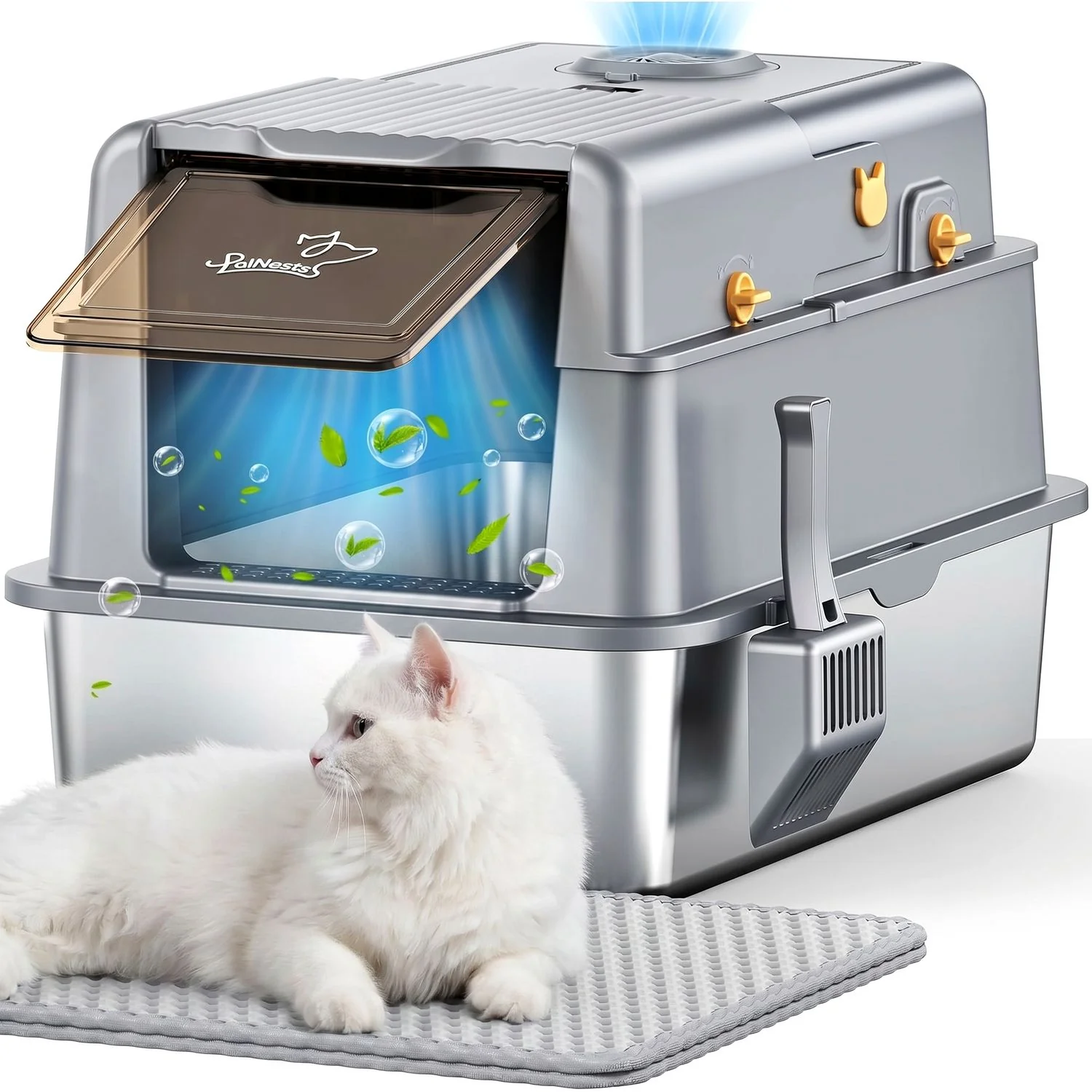 Practical Discontinued Smart Odor Control Cat Litter Box with Removable Lid XXL Extra Large Enclosed Stainless Steel Litter Box with Scoop Double Layer Litter Mat Discontinued Smart Odor Control Cat Litter Box with Removable Lid XXL Extra Large Enclosed Stainless Steel Litter Box with Scoop Double Layer Litter Mat Flexible