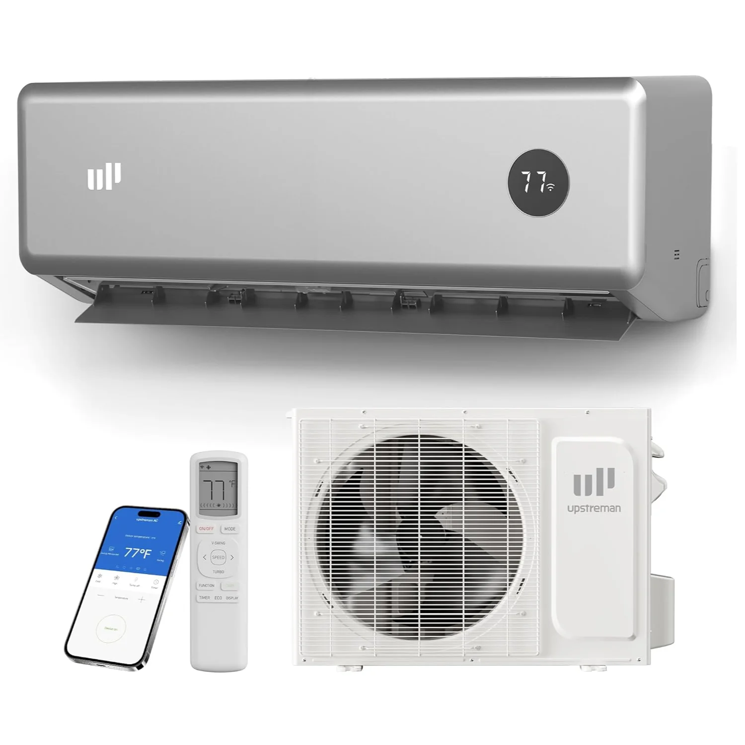 Original Design Mini Split Air Conditioner 12000 BTU with WiFi Control Silver Ductless Inverter System for Up to 750 Sq.Ft 230V Mini Split Air Conditioner 12000 BTU with WiFi Control Silver Ductless Inverter System for Up to 750 Sq.Ft 230V Breathable