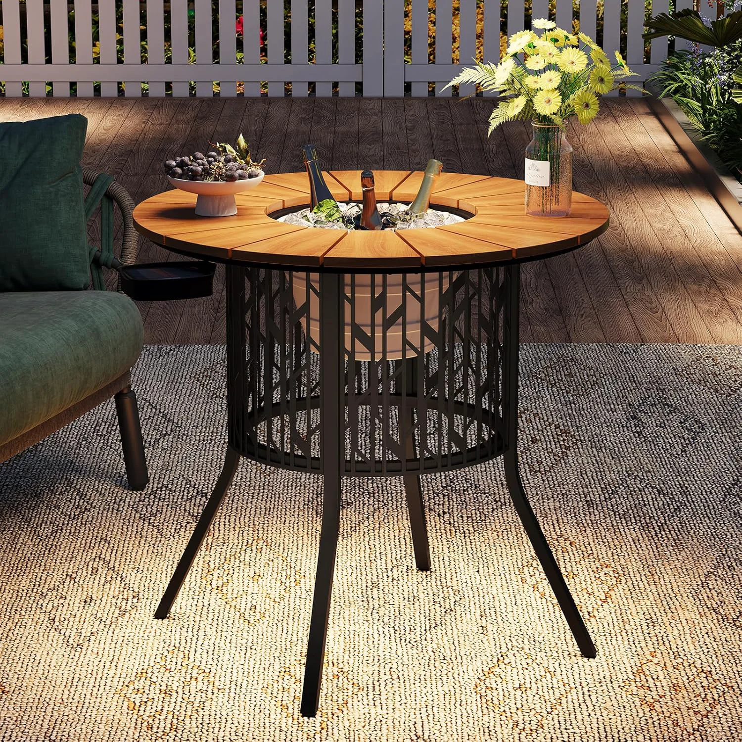 High-End 31.5 Inch Outdoor Table Solar LED Table with 3.3 Gallon Ice Bucket31.5 Inch Outdoor Table Solar LED Table with 3.3 Gallon Ice Bucket Carefully Designed