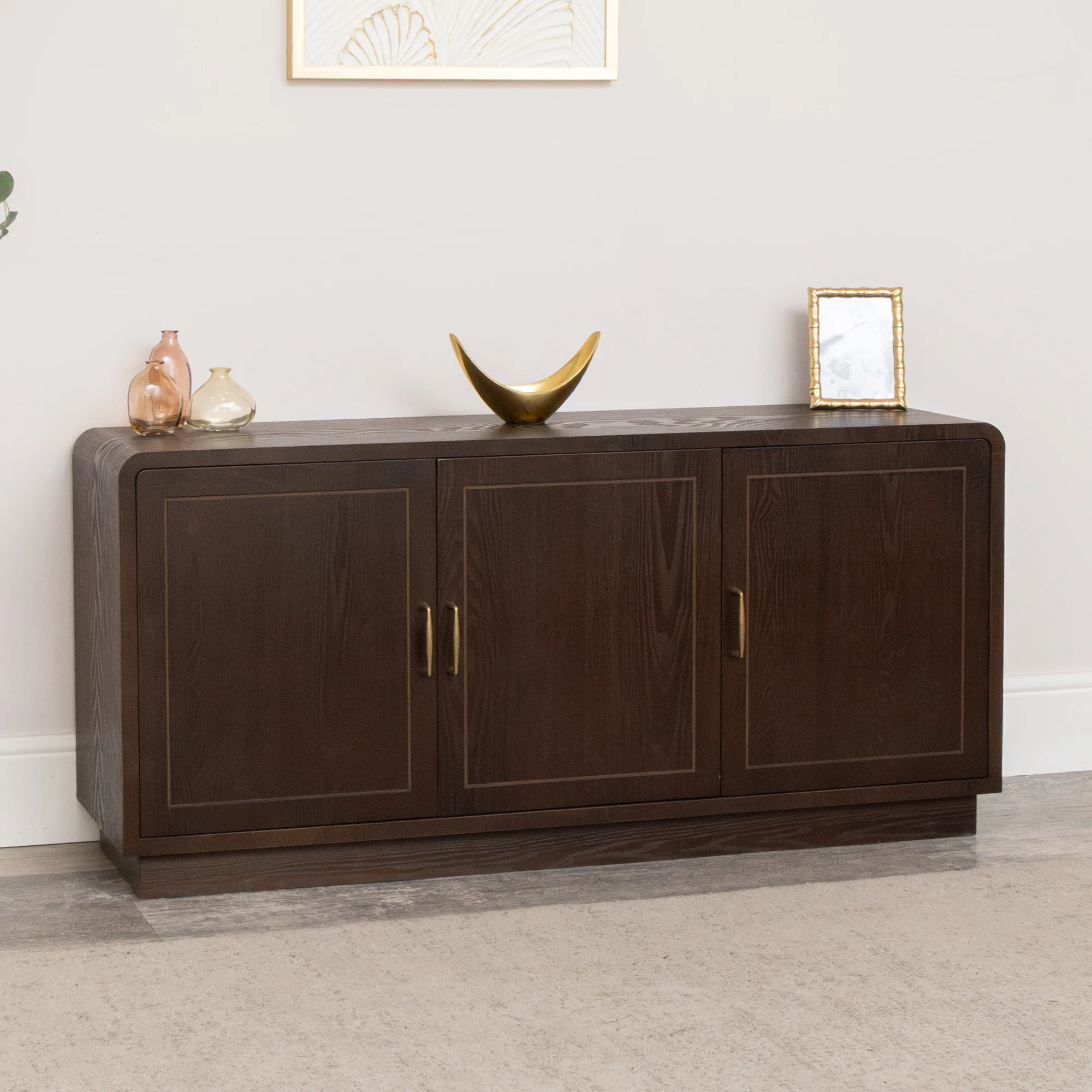 Fine Crafted Dark Wooden 3 Door Sideboard – Kingsley Range Elite