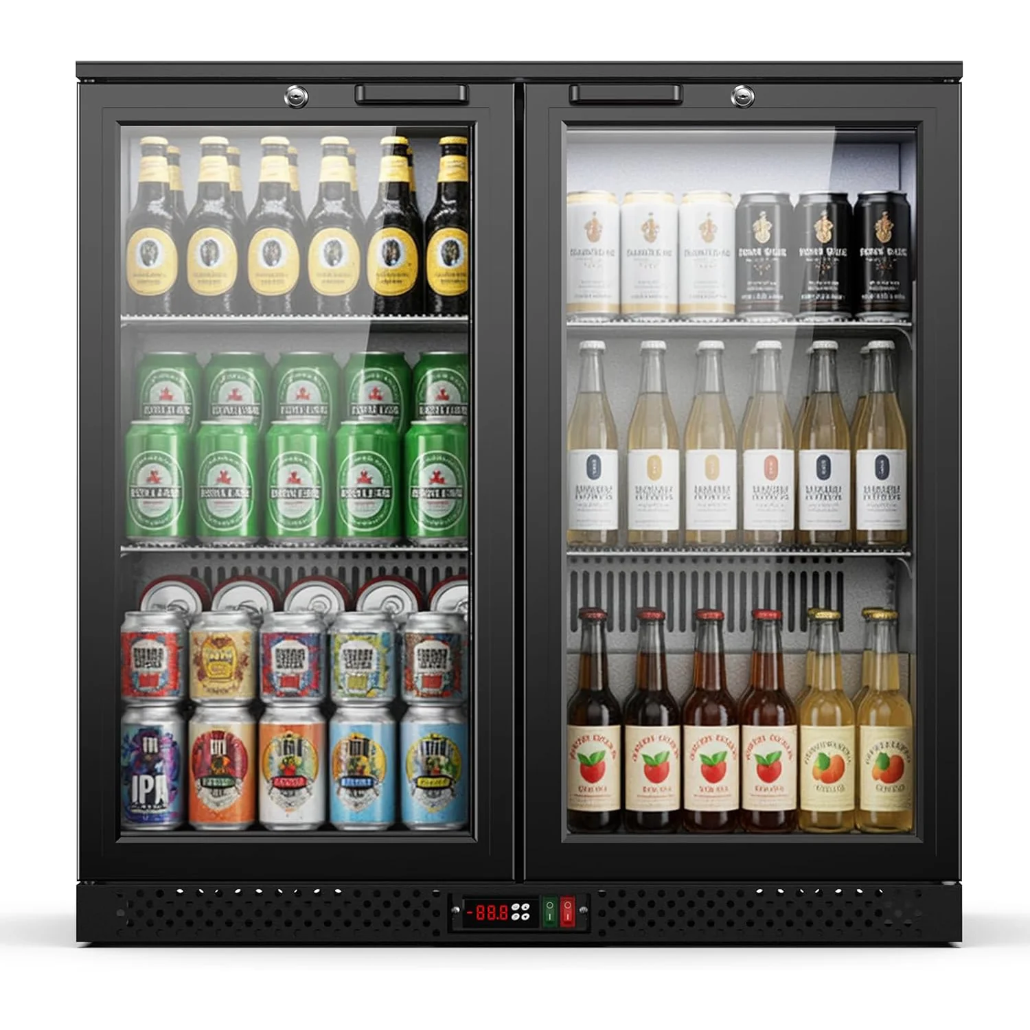 Eco-Friendly Back Bar Cooler 7.3 Cu.Ft Commercial Under Counter Beverage Refrigerator with Double Glass Doors LockBack Bar Cooler 7.3 Cu.Ft Commercial Under Counter Beverage Refrigerator with Double Glass Doors Lock Elegant