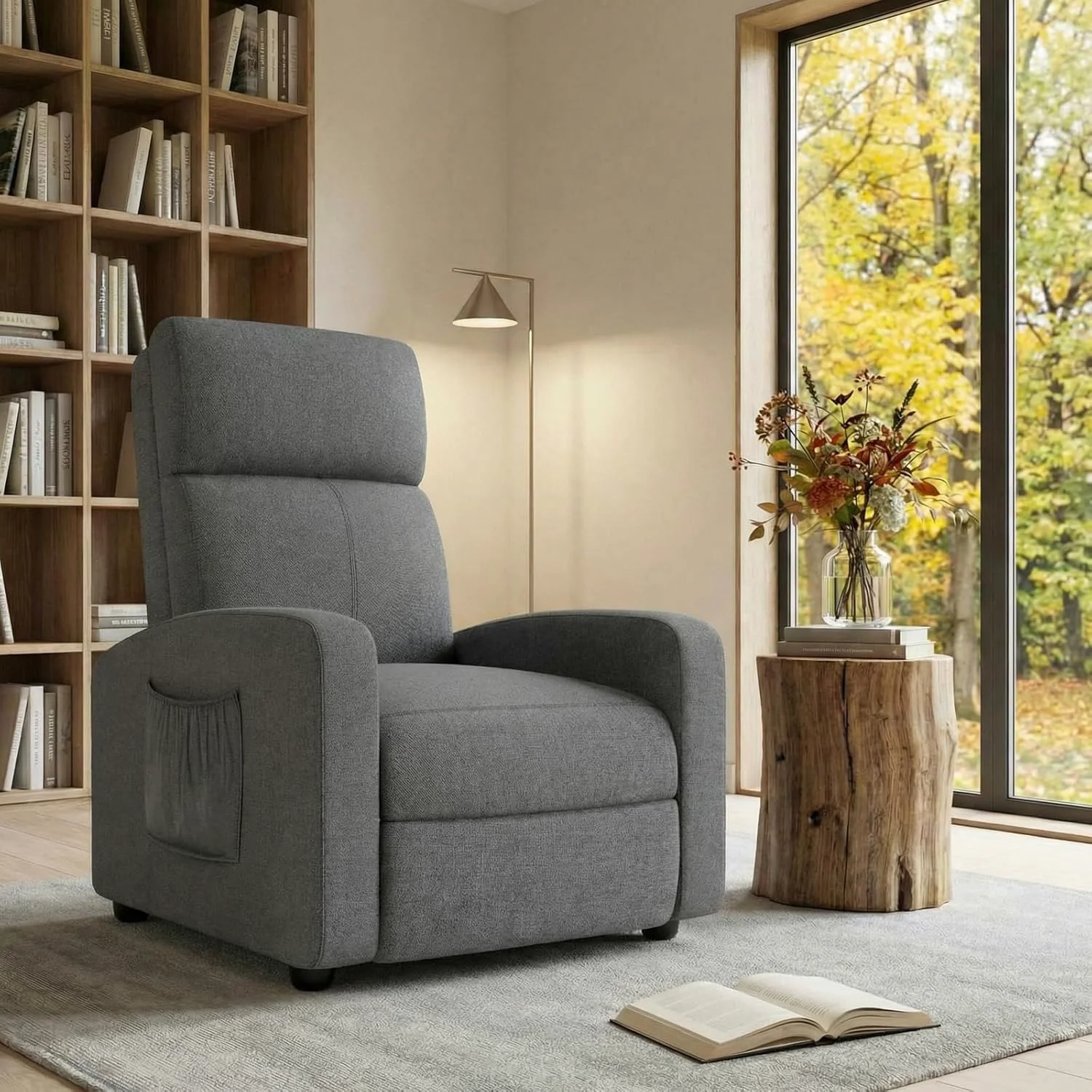 Casual Fabric Recliner Chair with Adjustable Back Footrest Home Theater Single Recliner Sofa with Lumbar SupportFabric Recliner Chair with Adjustable Back Footrest Home Theater Single Recliner Sofa with Lumbar Support Next-Generation