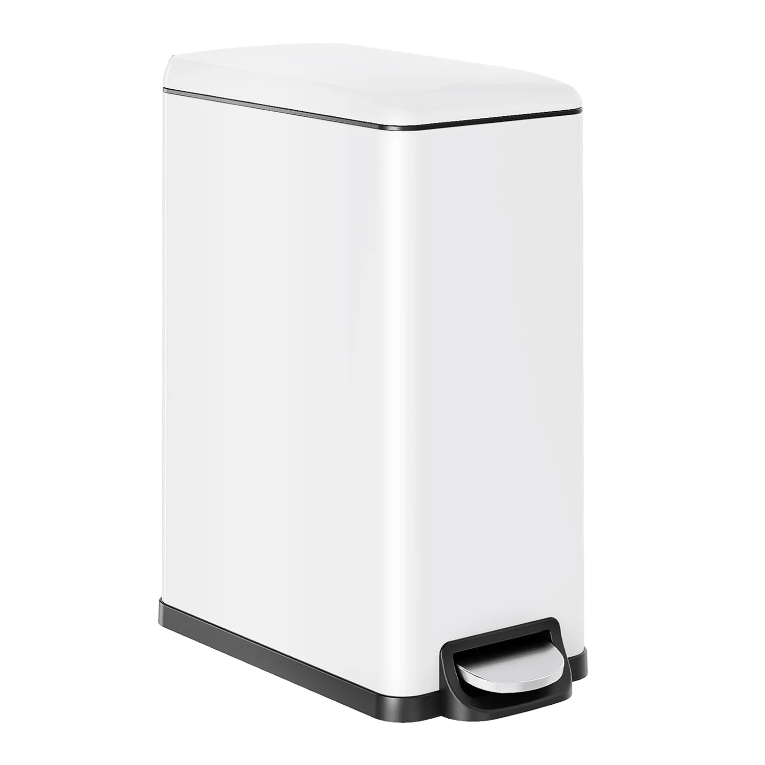 Stylish 13 Gallon 50L Slim Trash Can Stainless Steel Garbage Can with Soft-Close Lid and Removable Inner Bucket13 Gallon 50L Slim Trash Can Stainless Steel Garbage Can with Soft-Close Lid and Removable Inner Bucket Versatile