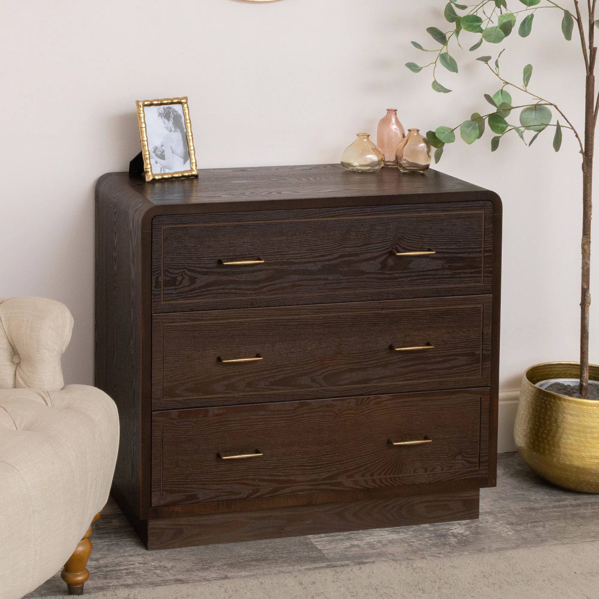 Natural 3 Drawer Dark Wood Chest of Drawers – Kingsley Range – Damaged Seconds Long-Lasting