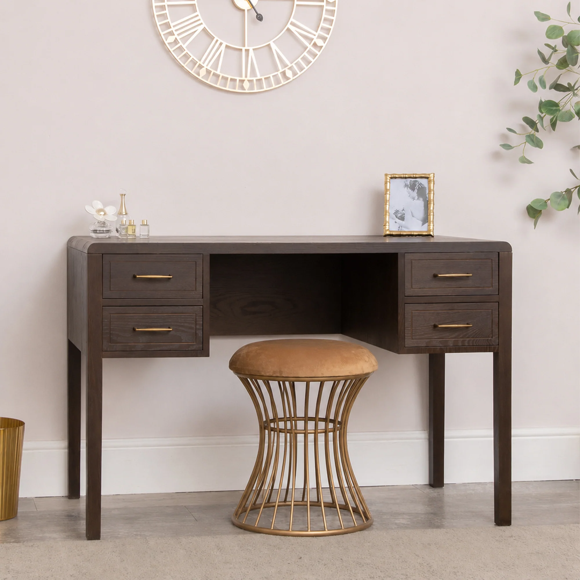 Advanced Dark Wood 4 Drawer Dressing Table Stool Set – Kingsley Range High-Grade