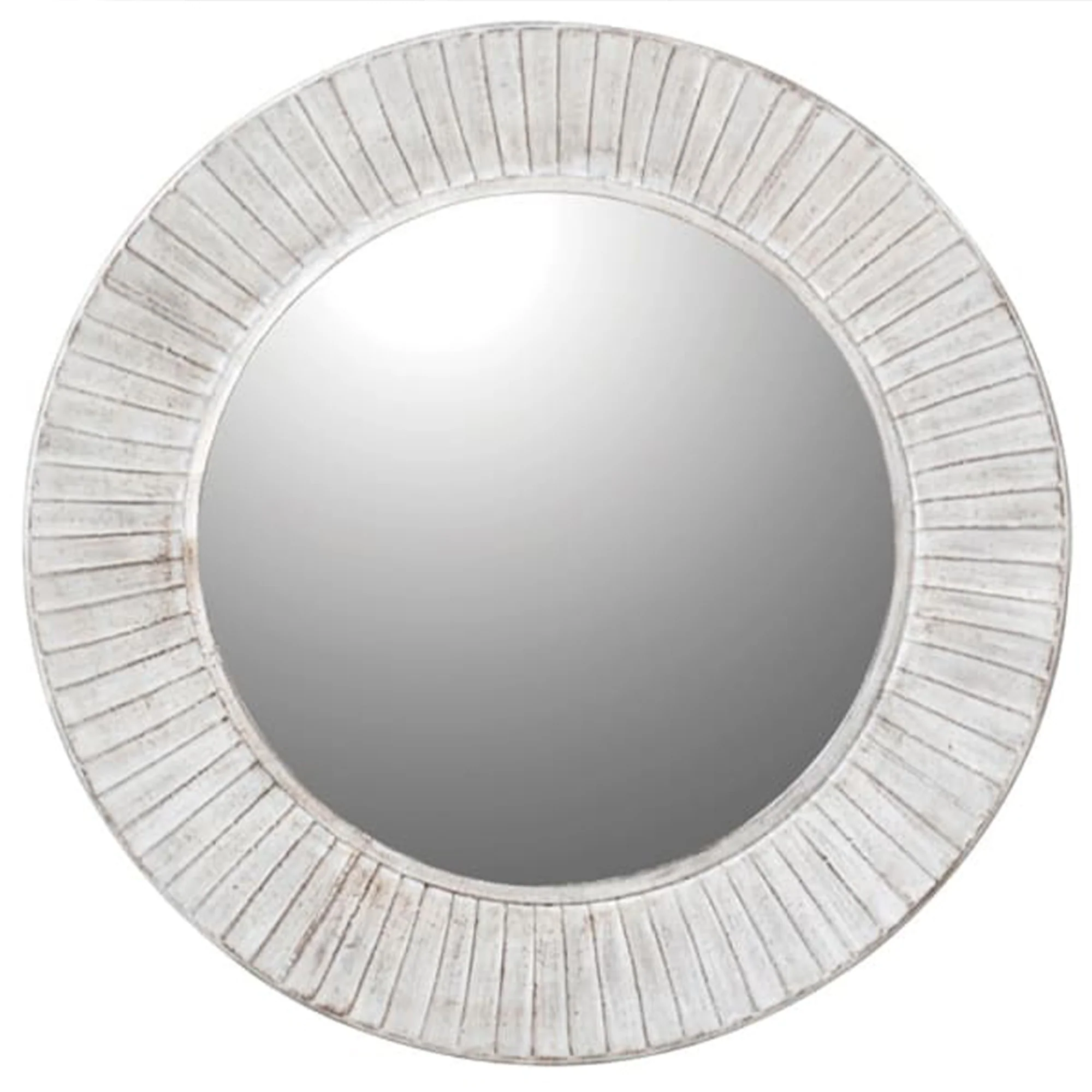 Traditional Round White Washed Sunburst Wall Mirror – 80cm x 80cm Powerful