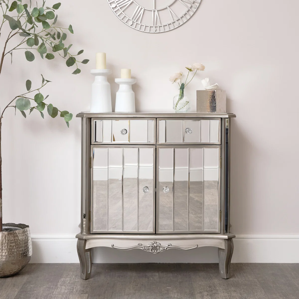 World-Class Small Mirrored Storage Sideboard – Tiffany Range – Damaged product Solid