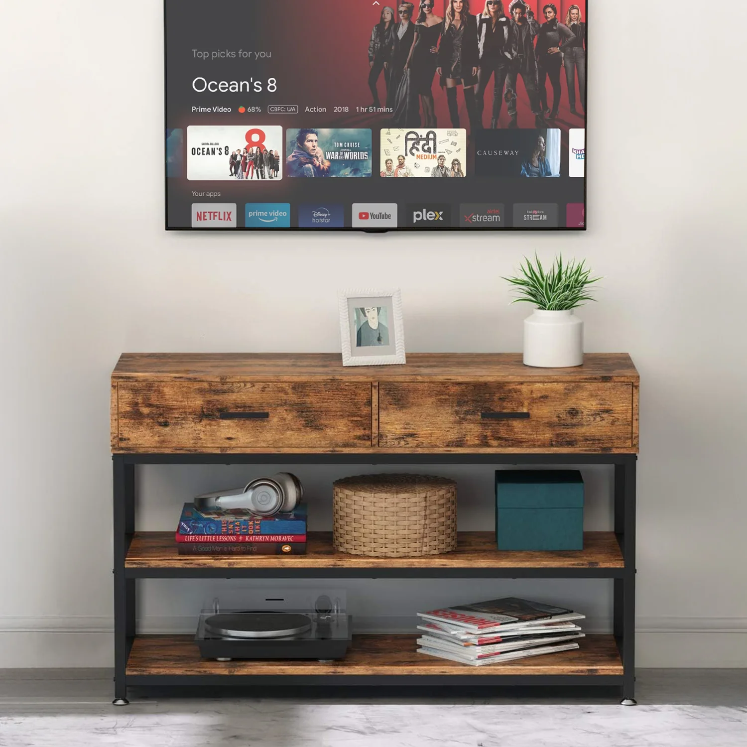 Natural 47 Inches TV Stand with Storage Cabinet with Drawers for 55 Inch TV47 Inches TV Stand with Storage Cabinet with Drawers for 55 Inch TV Unique