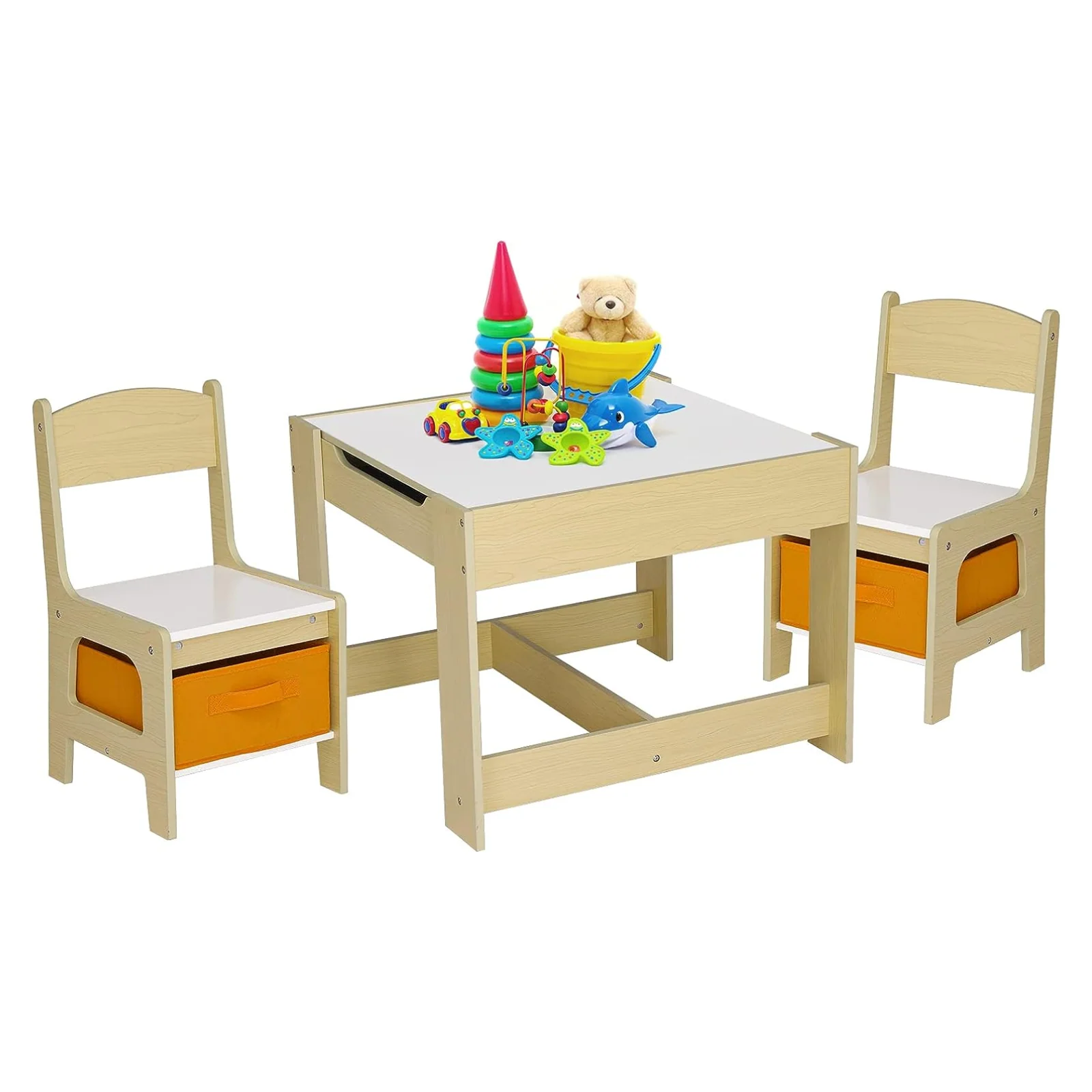Clean Kids Table and Chairs Set with Storage Drawers Drawing Black Board Desk for Ages 2-6Kids Table and Chairs Set with Storage Drawers Drawing Black Board Desk for Ages 2-6 Easy-to-Use