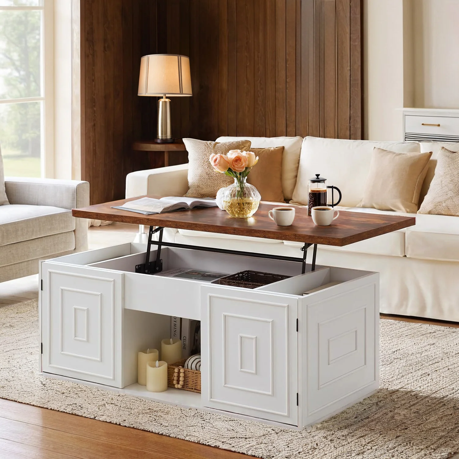 Trendy 48 inches Farmhouse Lift Top Coffee Table with Hidden Storage48 inches Farmhouse Lift Top Coffee Table with Hidden Storage Official