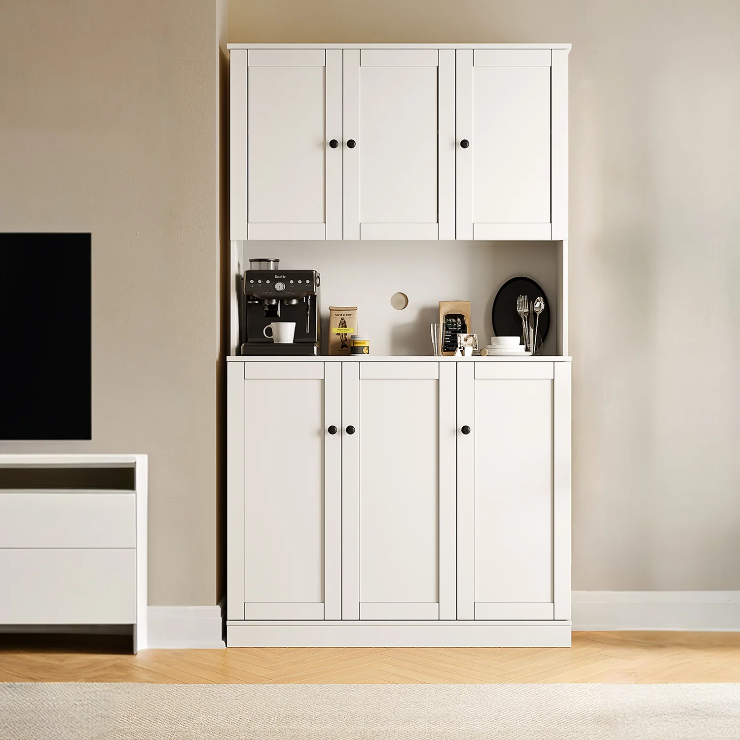 Artisan 71 Kitchen Storage Cabinets with 6 Doors and Adjustable Shelves Tall Pantry Cabinets for Kitchen Dining Room White71 Kitchen Storage Cabinets with 6 Doors and Adjustable Shelves Tall Pantry Cabinets for Kitchen Dining Room White Luxury