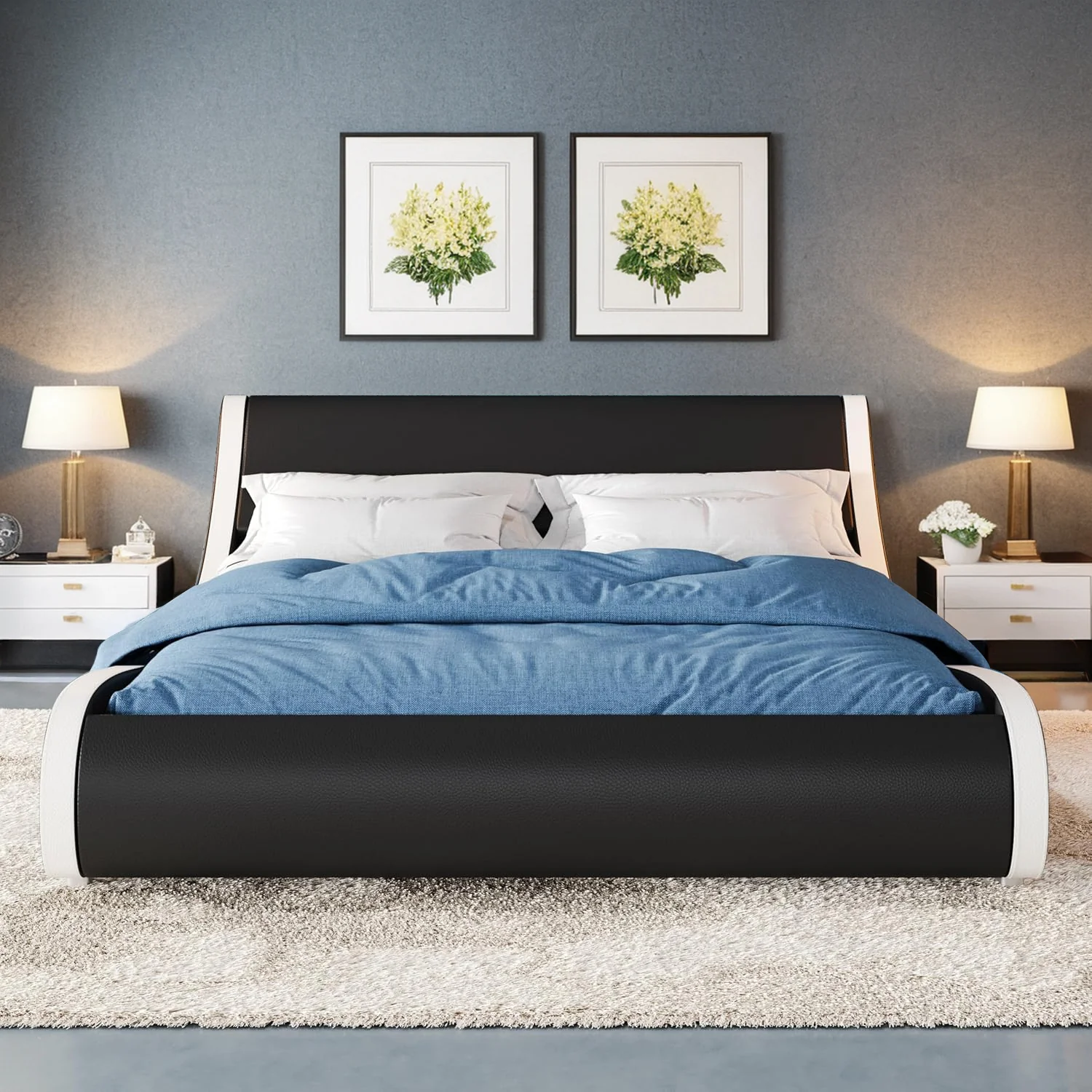 Refined Discontinued Upholstered Platform Bed Frame Modern Low Profile Sleigh Bed with Faux Leather Adjustable Headboard Wood Slat Support Ergonomic Bed Frame Discontinued Upholstered Platform Bed Frame Modern Low Profile Sleigh Bed with Faux Leather Adjustable Headboard Wood Slat Support Ergonomic Bed Frame Prestigious