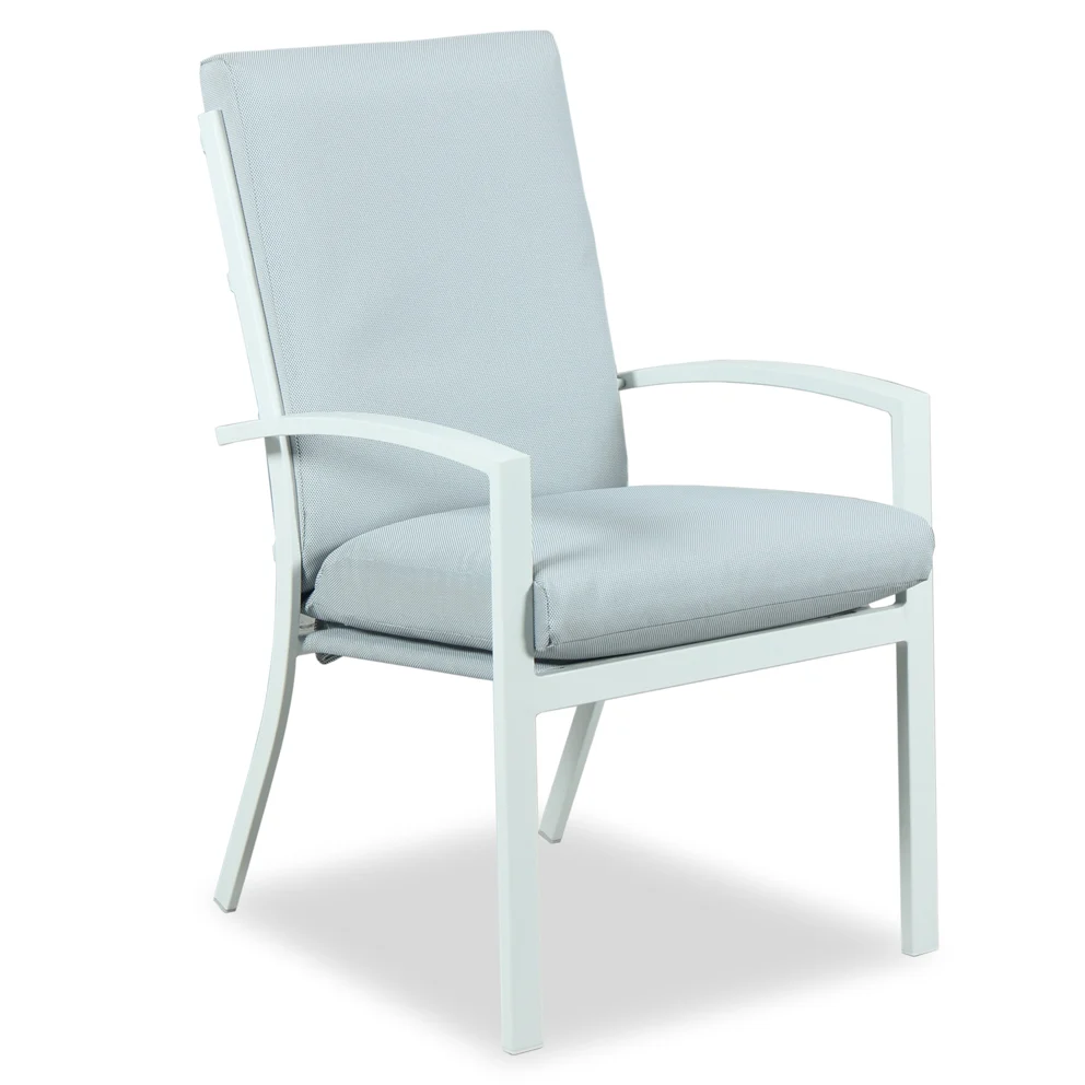 Authentic Matzo High Back Cushioned Outdoor Dining Chair White Trendy
