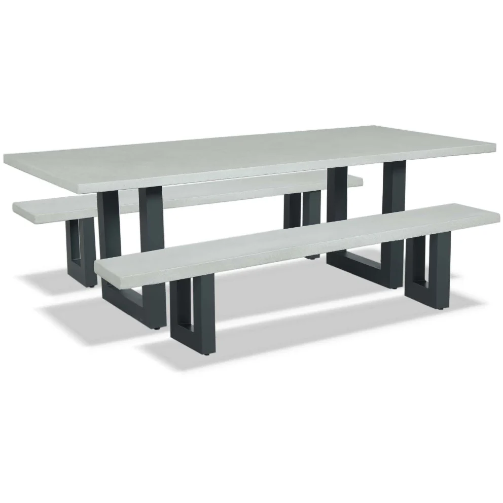 Consistent Switch Outdoor Dining Table Cement Top U leg Grey Elegant
