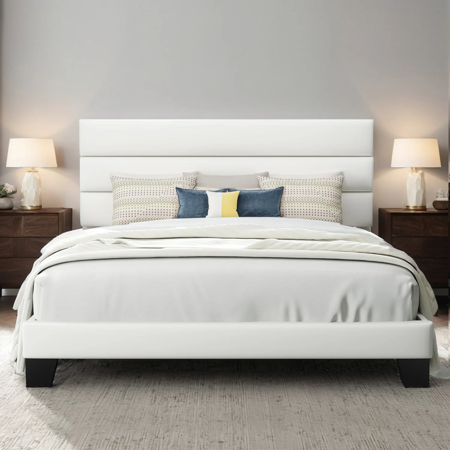 Superior Velvet Platform Bed Frame with Upholstered Headboard Wooden Slats Support Fully Upholstered Mattress FoundationVelvet Platform Bed Frame with Upholstered Headboard Wooden Slats Support Fully Upholstered Mattress Foundation Effective