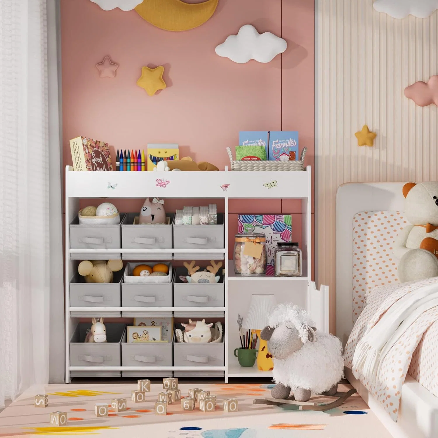 Superior Toy Storage Toy Storage Organizer with Kids Bookshelf and 9 Storage Bins Cabinet for Kids RoomToy Storage Toy Storage Organizer with Kids Bookshelf and 9 Storage Bins Cabinet for Kids Room Convenient