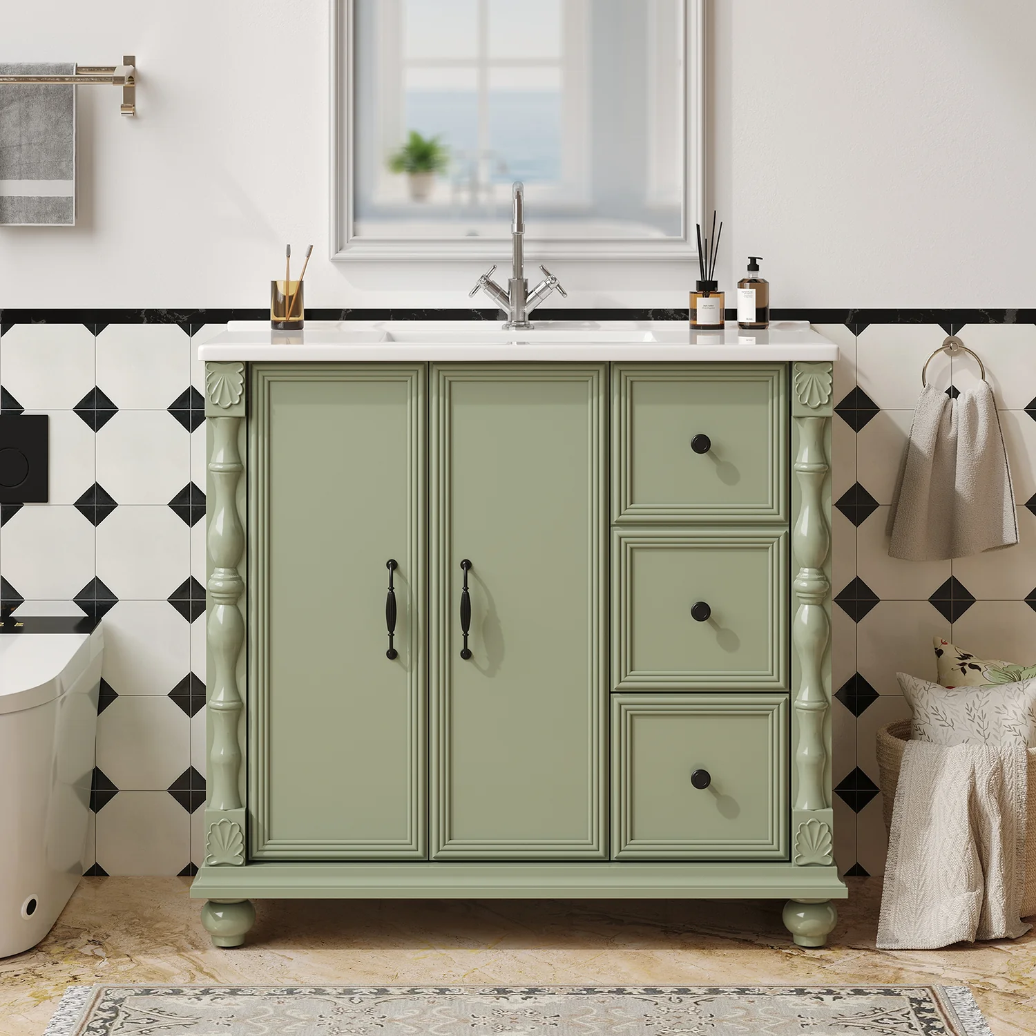 Versatile Discontinued 36 Inch standing Bathroom Vanity with Sink Bathroom Storage Cabinet with Soft-Close Drawers and Doors Discontinued 36 Inch standing Bathroom Vanity with Sink Bathroom Storage Cabinet with Soft-Close Drawers and Doors Efficient