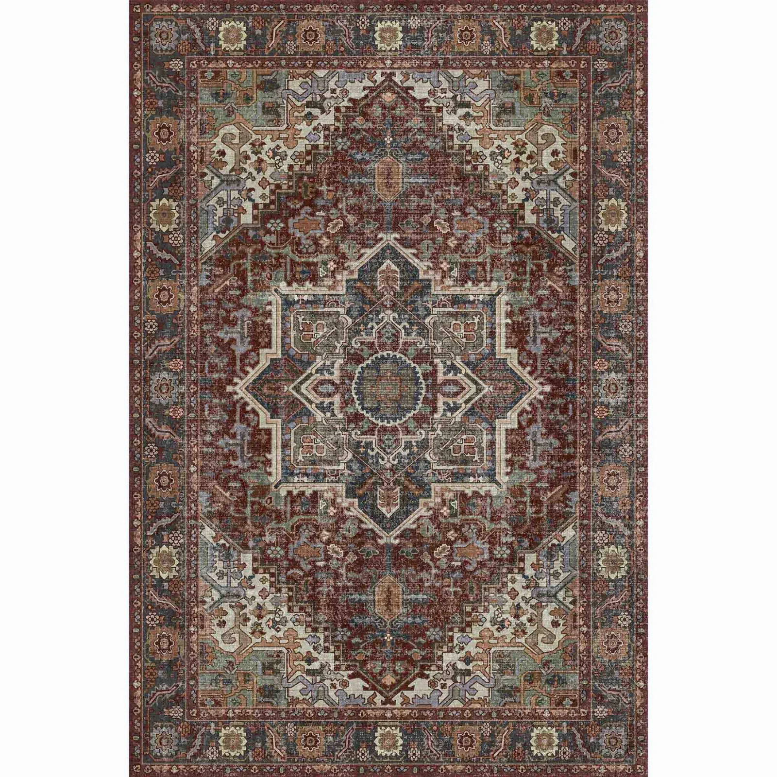 Specialty Maroon Washable Area Rug Vintage Oriental Medallion Carpet Soft Low-Pile Non-Slip Stain-Resistant Rug for Living Room BedroomMaroon Washable Area Rug Vintage Oriental Medallion Carpet Soft Low-Pile Non-Slip Stain-Resistant Rug for Living Room Bedroom Exceptional