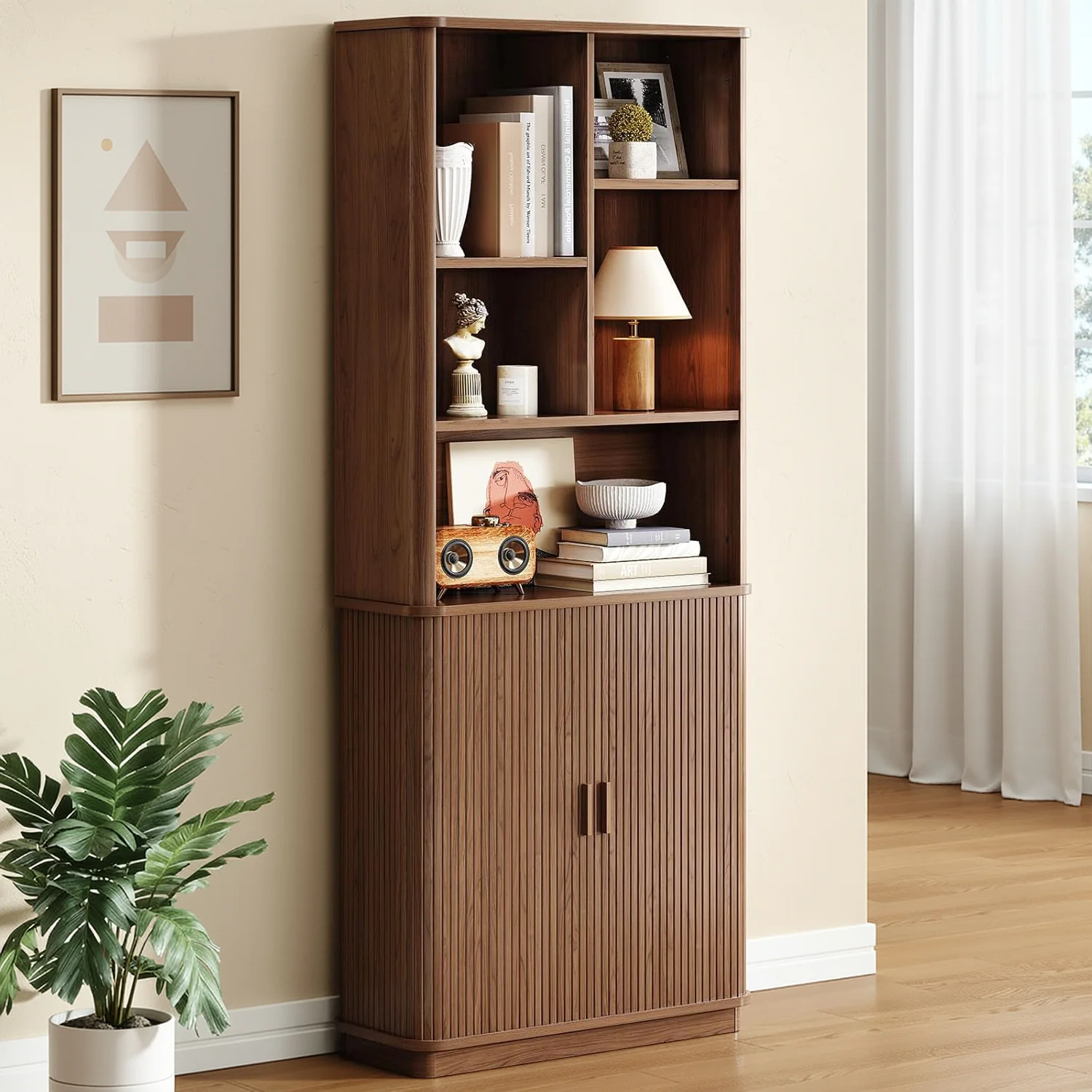 Powerful 70.9 Inch Tall Bookcase with Doors Wood Bookshelf with Storage and Adjustable Shelves for Living Room or Home Office70.9 Inch Tall Bookcase with Doors Wood Bookshelf with Storage and Adjustable Shelves for Living Room or Home Office Clean