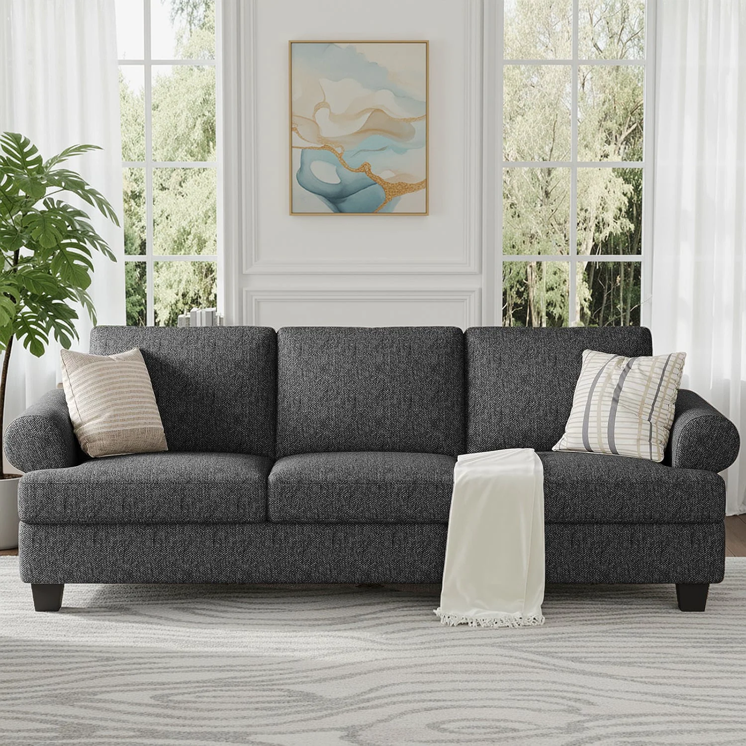 Stylish 91 Mid-Century Lawson Sofa with Extra-Deep Seating Oversized 3-Seat Couch for Living Room or Apartment91 Mid-Century Lawson Sofa with Extra-Deep Seating Oversized 3-Seat Couch for Living Room or Apartment Modern