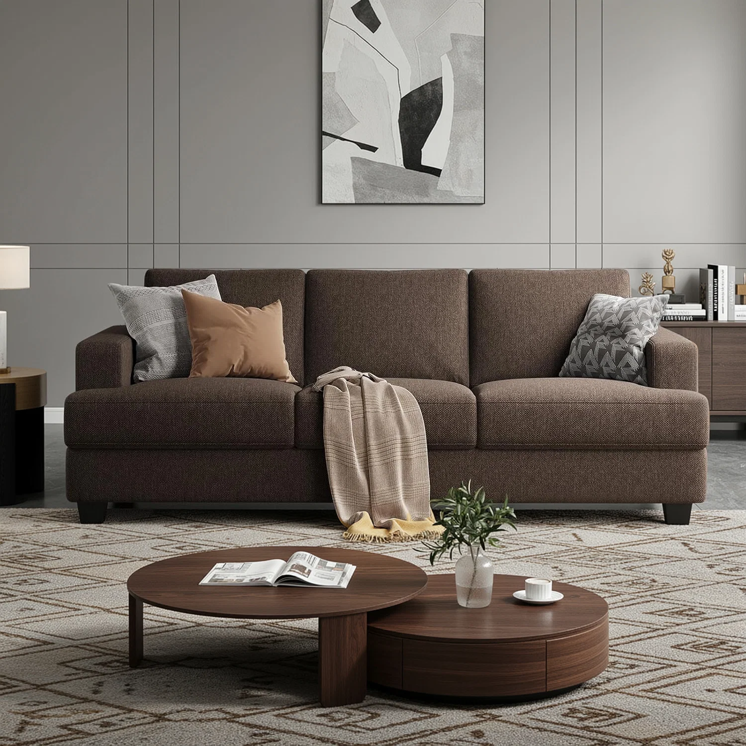 Sophisticated 89 Oversized 3-Seater Sofa with Extra-Deep Seats Modern Couch with Plush Armrests for Living Room89 Oversized 3-Seater Sofa with Extra-Deep Seats Modern Couch with Plush Armrests for Living Room Contemporary