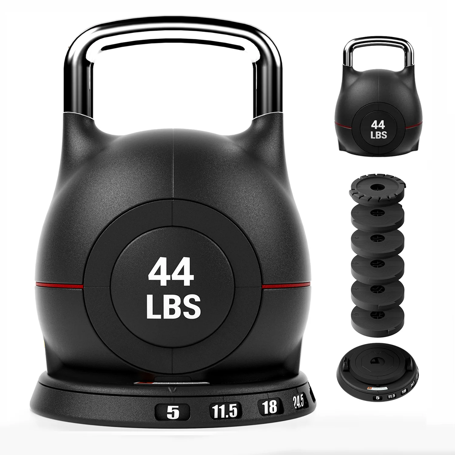 Adjustable Kettlebell Set 5–44 lb Space-Saving Kettlebell with 7 Weight Levels Ergonomic Handle Secure Lock for Home Gym WorkoutAdjustable Kettlebell Set 5–44 lb Space-Saving Kettlebell with 7 Weight Levels Ergonomic Handle Secure Lock for Home Gym Workout Exceptional