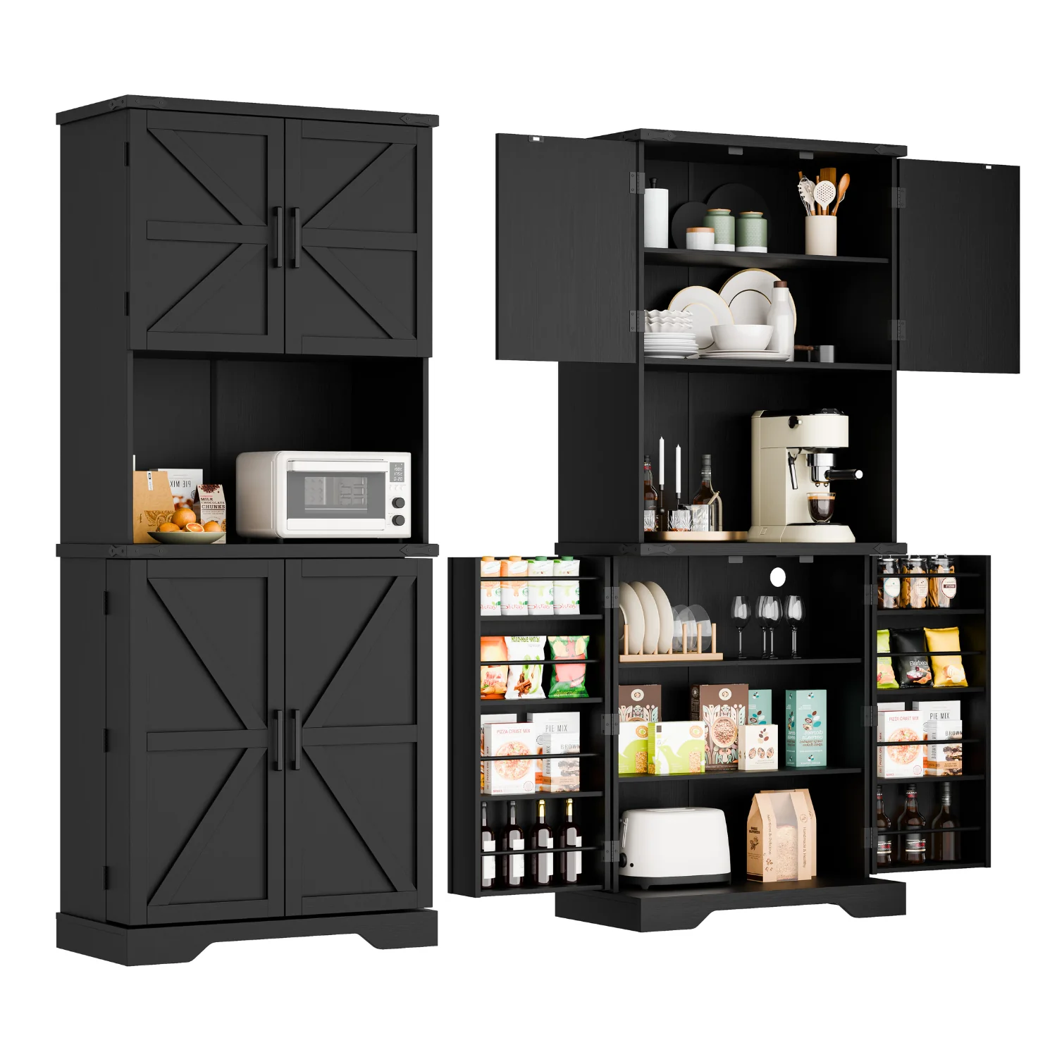 Breathable Discontinued 74 Inch Tall Kitchen Pantry Storage Cabinet with Charging Station Kitchen Hutch with Microwave Stand Barns Doors Adjustable Shelves Discontinued 74 Inch Tall Kitchen Pantry Storage Cabinet with Charging Station Kitchen Hutch with Microwave Stand Barns Doors Adjustable Shelves Trendy